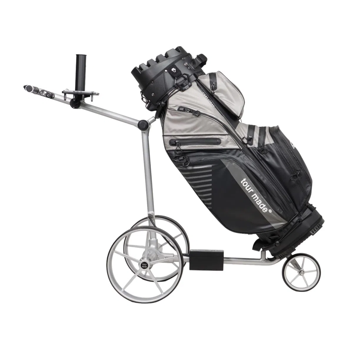 tour made RT-630 / RT-630S Golftrolley Elektrisch I Dual Motor I Rückwärtsgang I Bergabfahrbremse I Lithiumakku für 27-36 Loch I viel Zubehör I Deutsche Markenqualität