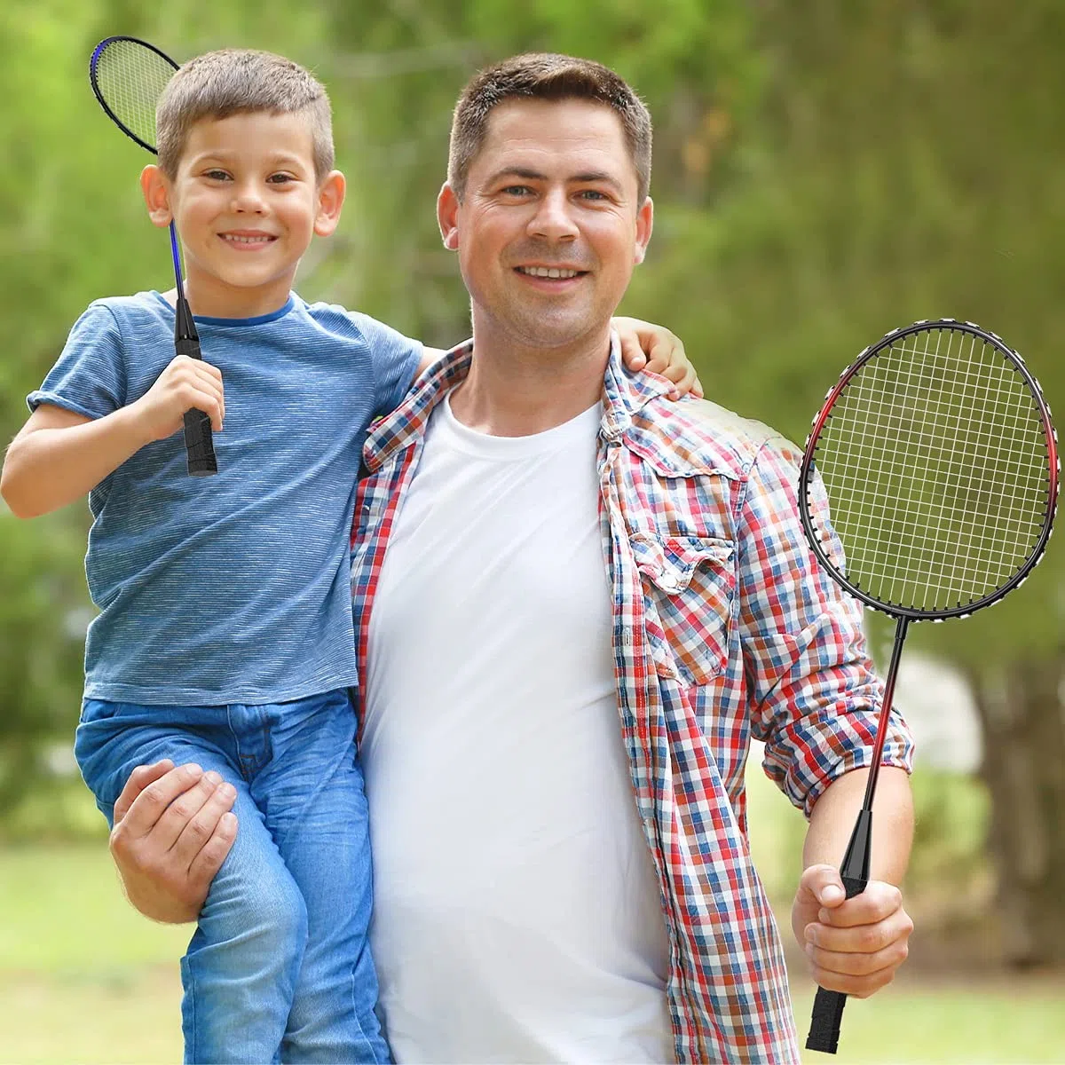 KH Federball Set Badminton Schläger Set of 2 oder 4 für Erwachsene Kinder, Schläger, Federbälle und Tragetasche im Lieferumfang