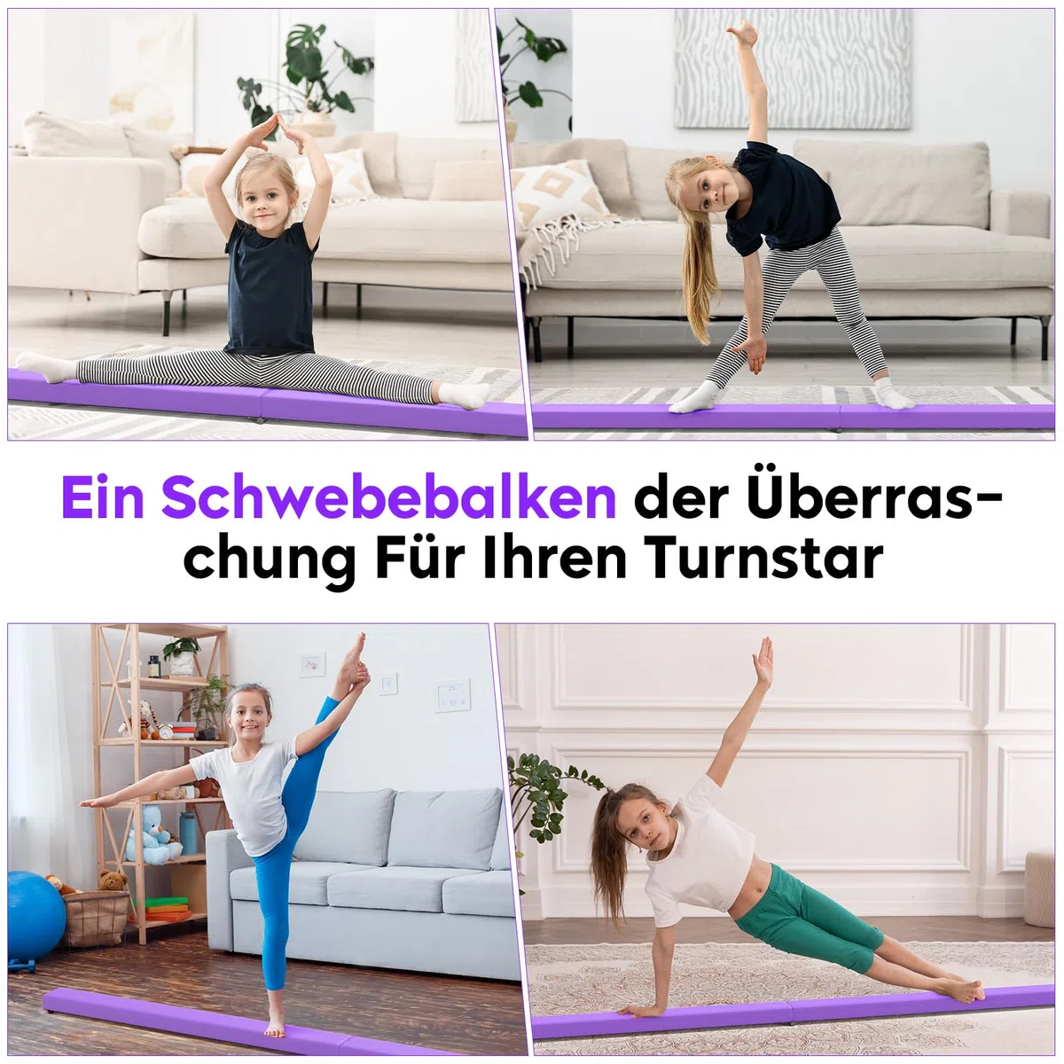 U`King Folding Gymnastik Schwebebalken, Gymnastik bar 2.1m/220 lbs Faux Suede Folding Gymnastik Ausbildung Balance Beam für Home Gym Training Übung Sport