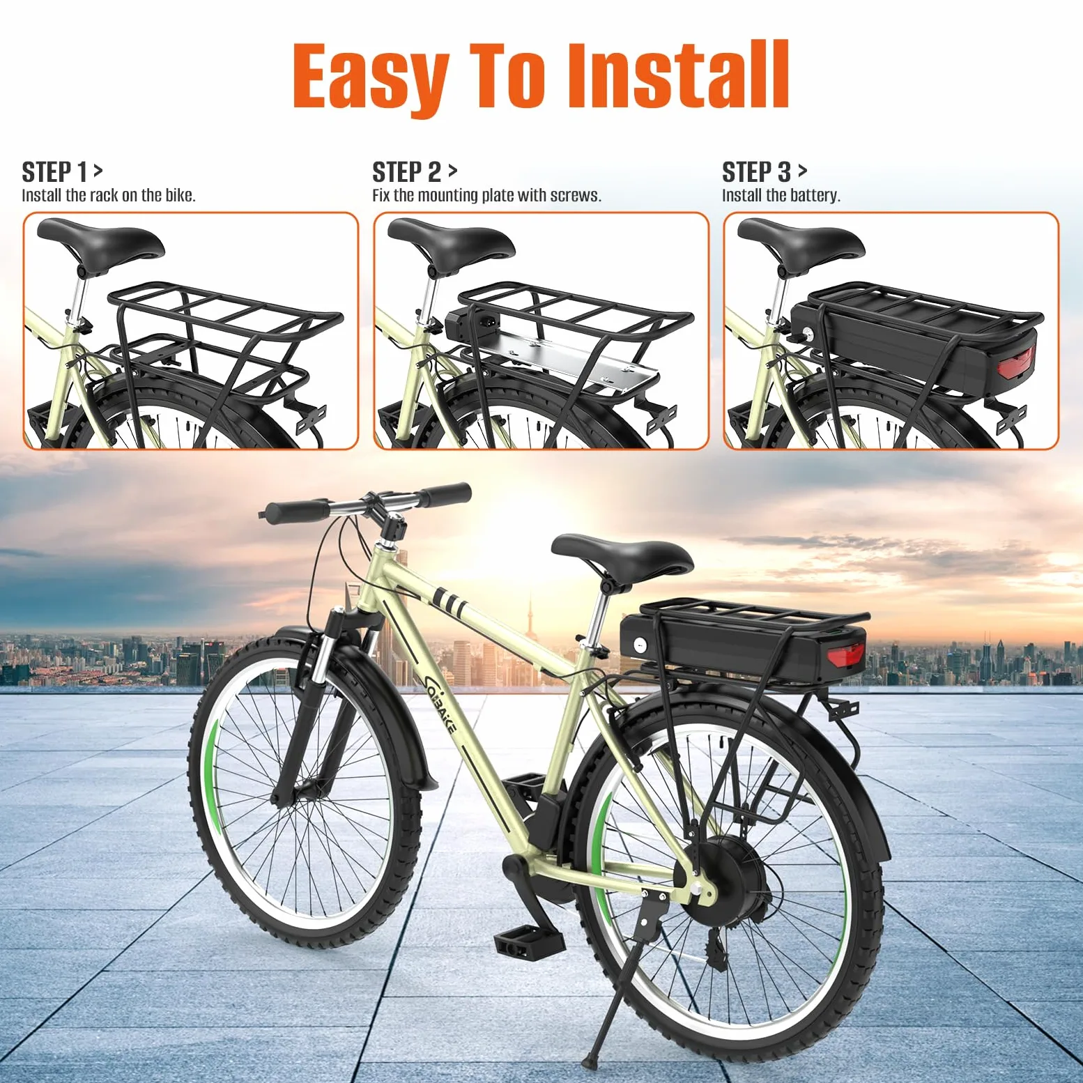 Unit Pack Power(DE Warehouse) Gepäckträger Ebike-Akku - 36V 48V 52V 72V Lithinum-Ionen-Batterie für Elektrofahrrad 1000W 750W 500W(mit Ladegerät)