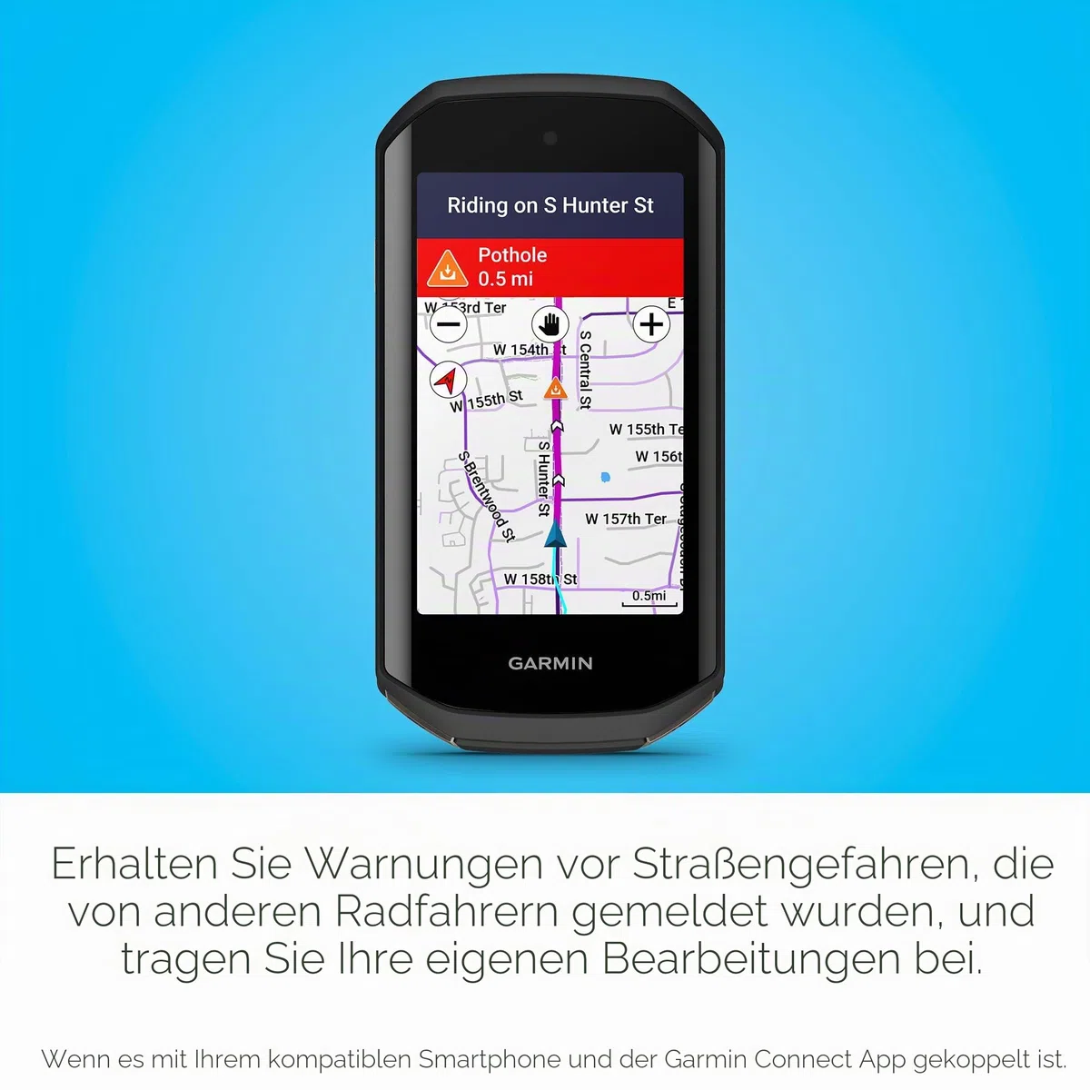 Garmin Edge 1050®, Premium-Fahrradcomputer, lebendiges Farb-Touchscreen-Display, eingebauter Lautsprecher, erweiterte Trainings- und Gruppenfahrten, Straßengefahrenwarnungen