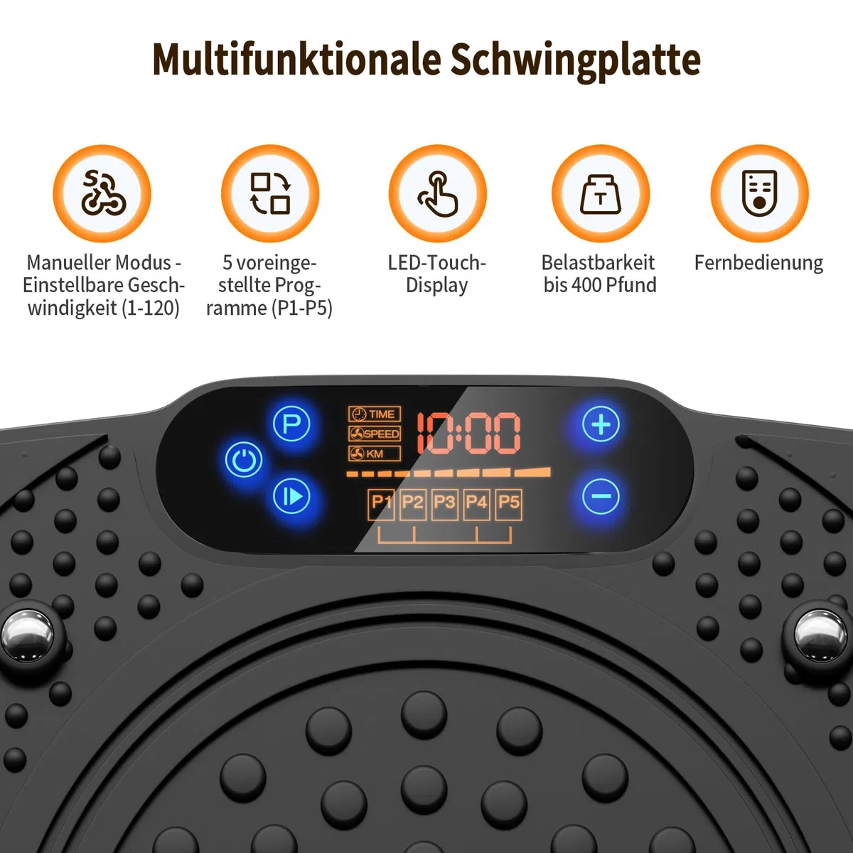 TISSCARE Vibrationsplatte,Rüttelplatte Sport für Zuhause ,Vibro Shaper mit 120 Stufen, 5 Modi & bis 400LBS - Vibrationsboard zur Fettverbrennung, Figurformung & Muskelaufbau für Damen＆Herren