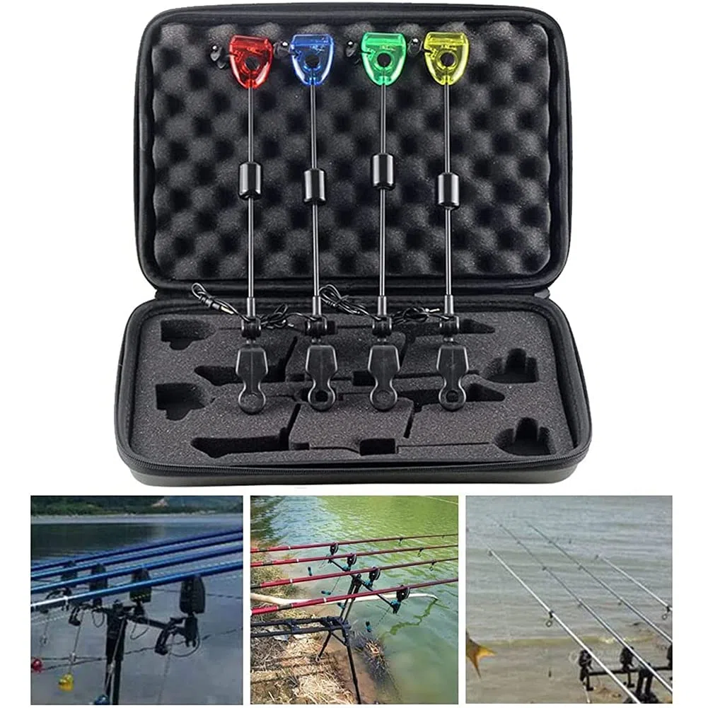 4Pcs Angeln Swinger Set Angeln Bissanzeiger LED Beleuchtete Swinger Karpfenangeln ZubehöR