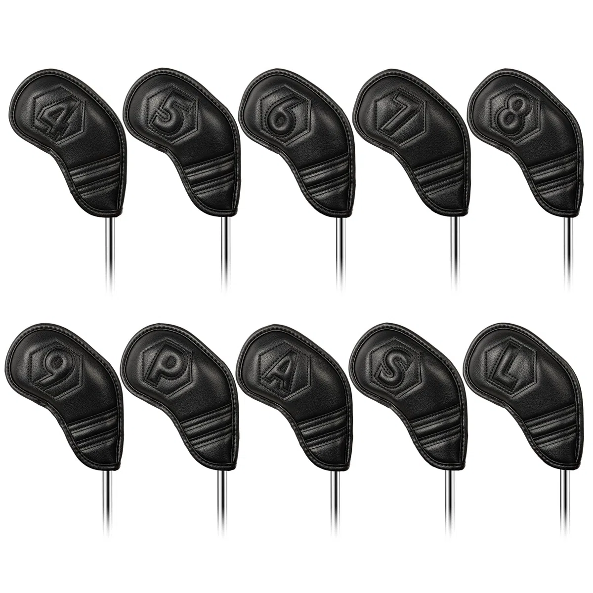Golf Club Head Covers Irons/1FH/Driver/Fairway/Hybrid/Putter Black PU Leather