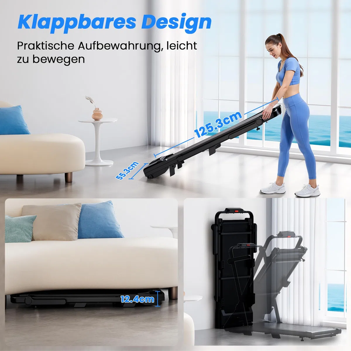 4 in 1 Walking Pad mit Steigung 6% Superun, 12km/h Laufband für Zuhause Klappbar mit APP und Fernbedienung, Max 136kg Laufband Schreibtisch mit Multi-Runner-Rennen und Training Course Erlebnis vor Ort