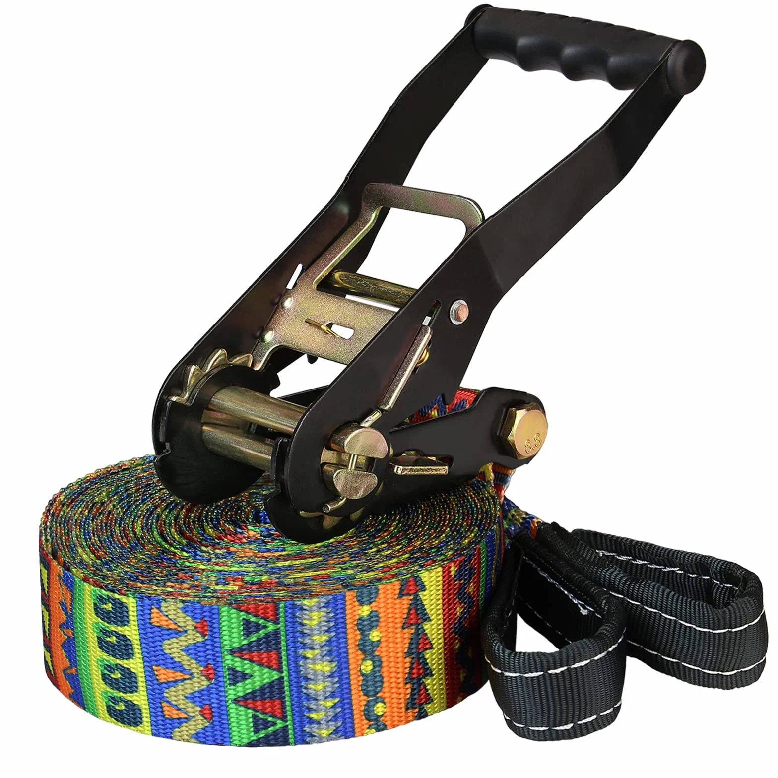 ALPIDEX Slackline Set 15 m + Baumschutz und Ratschenschutz, geeignet für Kinder, Anfänger und Fortgeschrittene 7 Jahre Garantie auf Material*