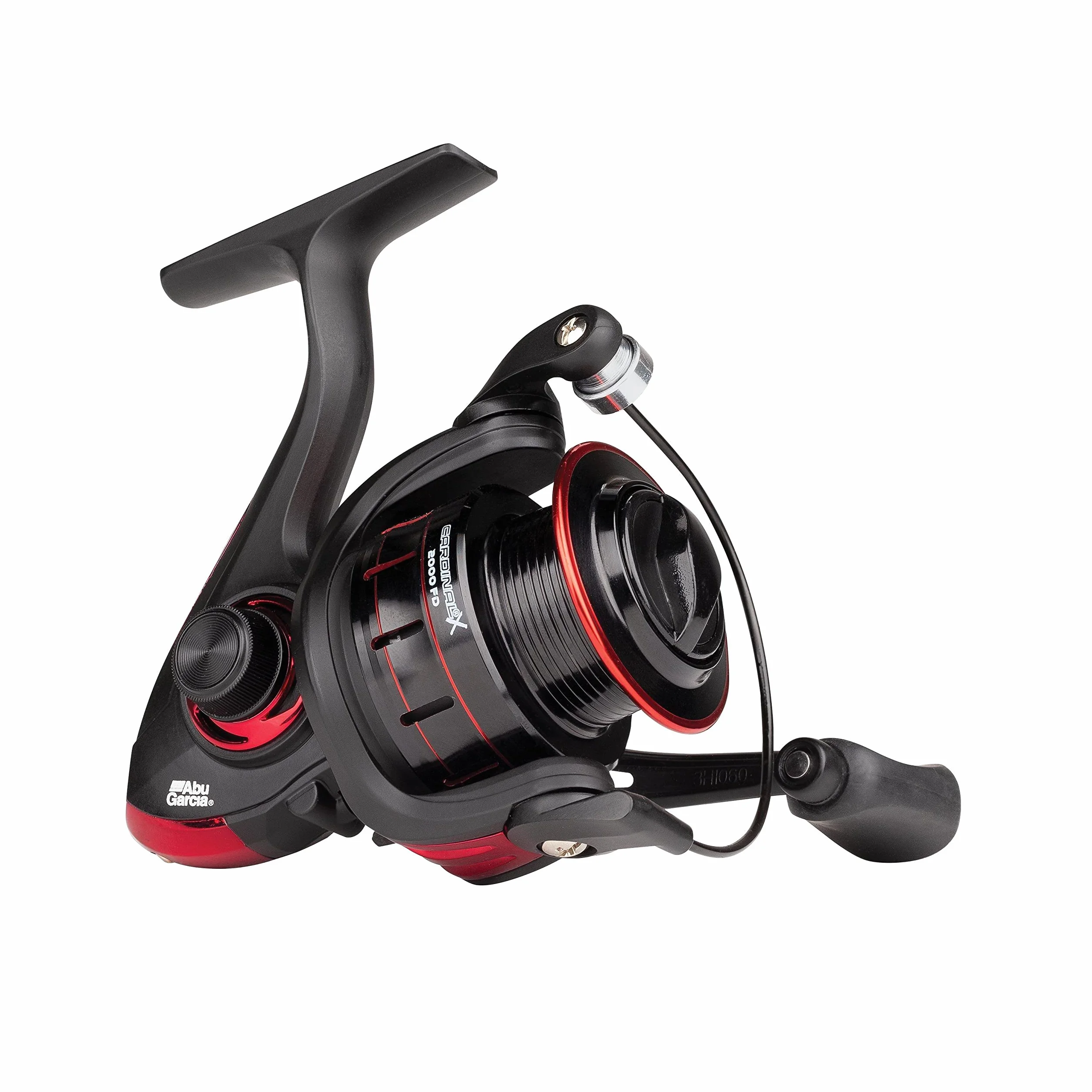 Abu Garcia Cardinal X Spinnrolle; Hochleistungsrolle für das Angeln mit Raubfischködern im Süßwasser, ideal für die Jagd auf Forelle, Barsch, Hecht und Lachs, Unisex, schwarz/rot, verschiedene Größen