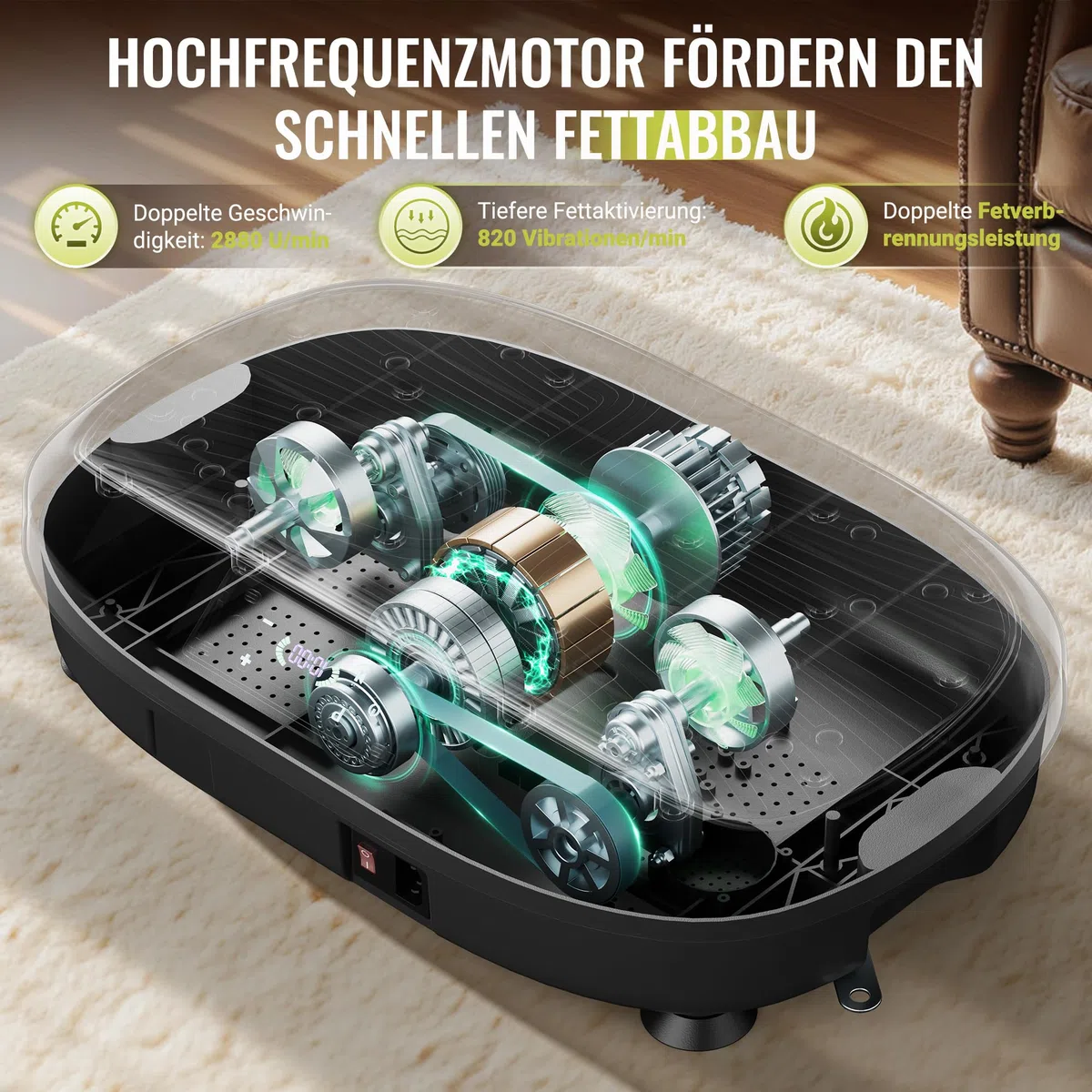 FLYBIRD Vibrationsplatte, 120 Leistungsstarke einstellbare Geschwindigkeiten,150KG Tragkraft,Ganzkörper-Training mit Fernbedienung für Frauen Muskelaufbau & Lymphdrainage