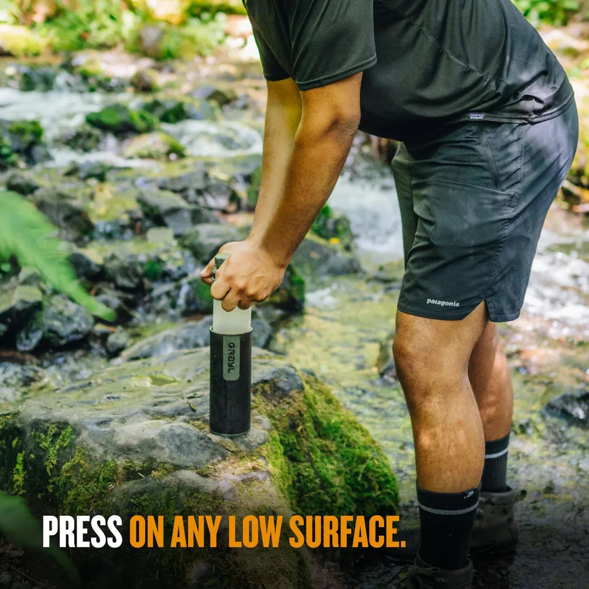 GRAYL UltraPress Wasserfilter & Filterflasche für Wandern, Rucksackreisen und Reisen (Camp Black)