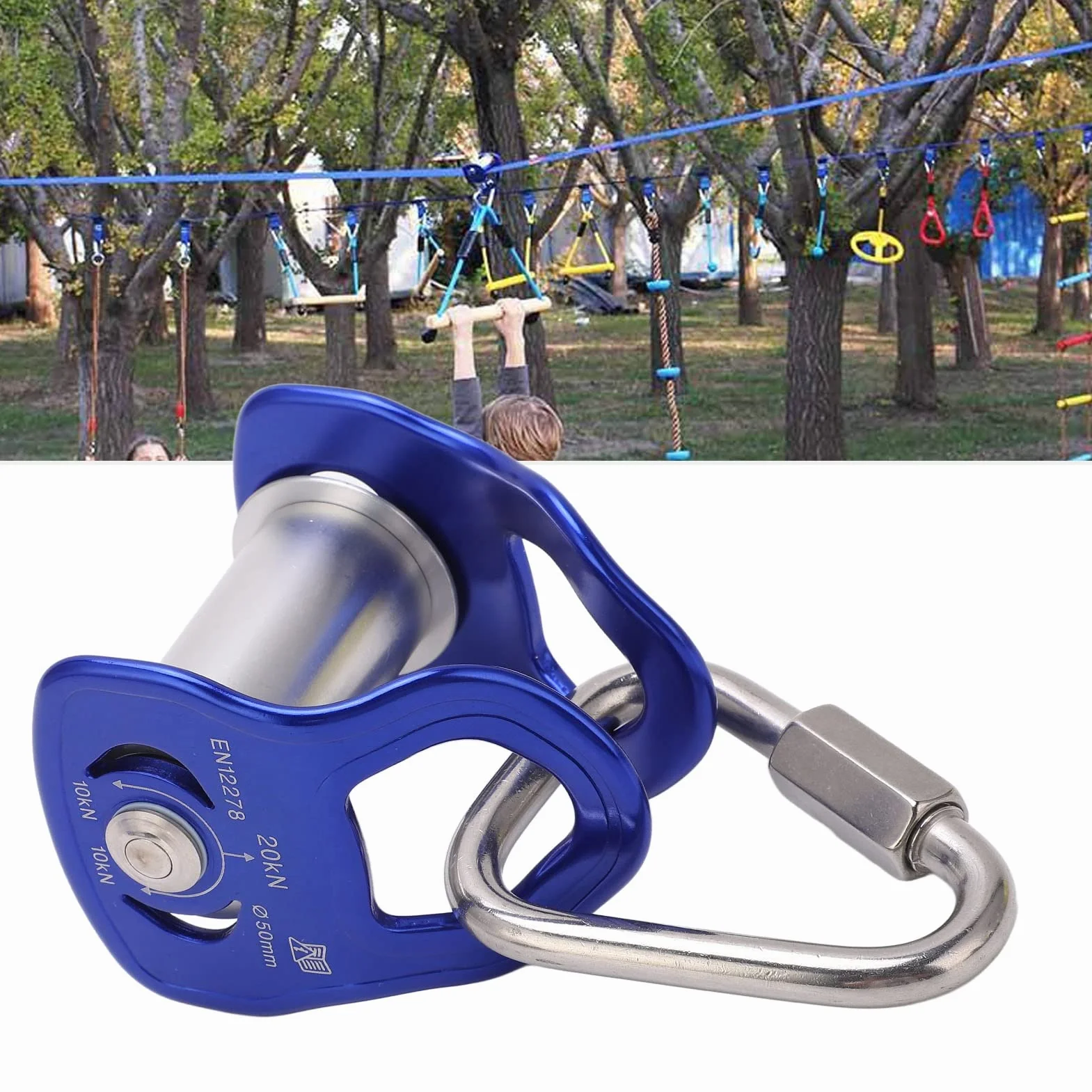 Slackline-Umlenkrolle aus Aluminiumlegierung für und Erwachsene, Outdoor-Sport-Umlenkrolle Zipline, Leicht Gleitend, Vielseitig Einsetzbar Zipline