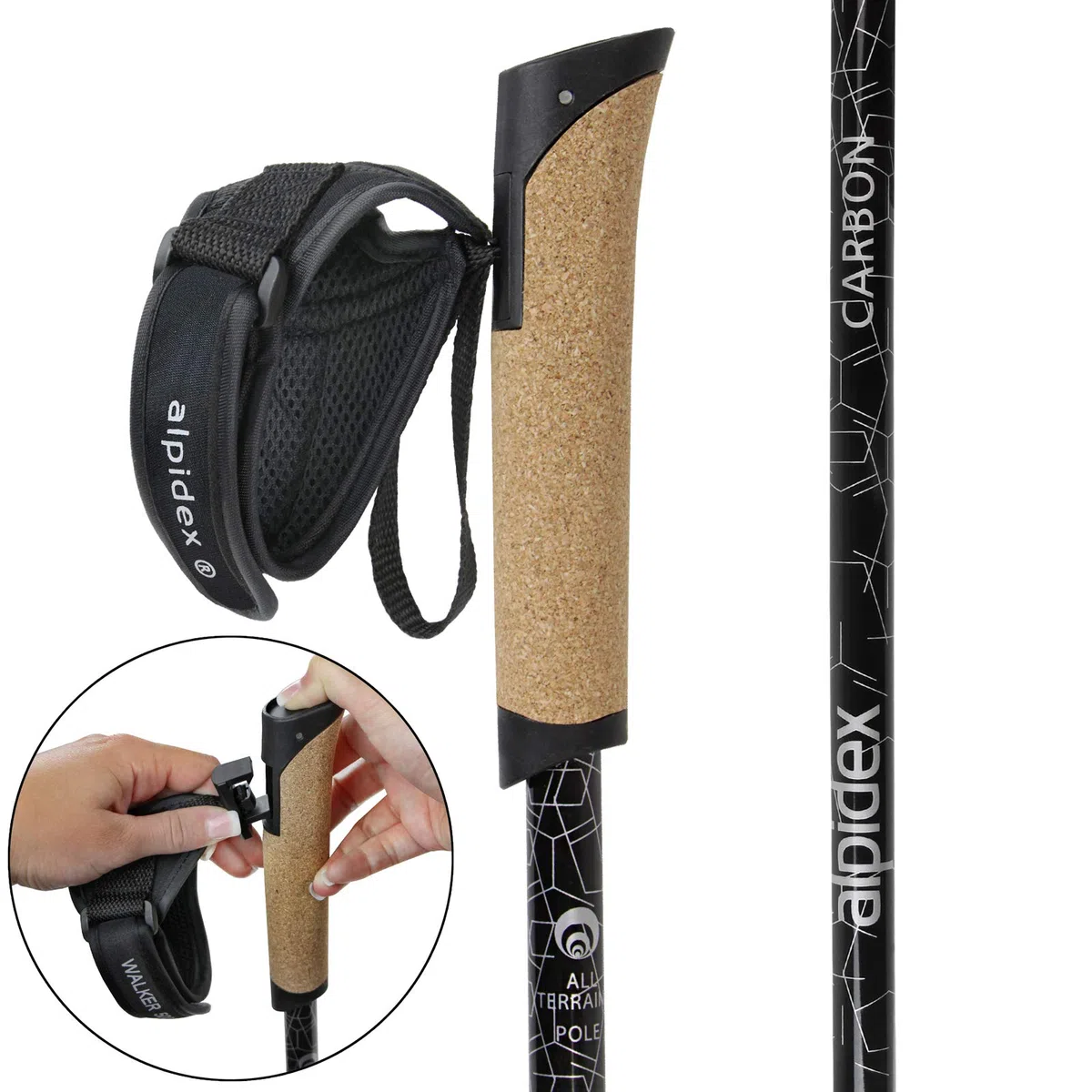ALPIDEX Superleichter Carbon Nordic Walking Stock - sehr leichte Walking Stöcke