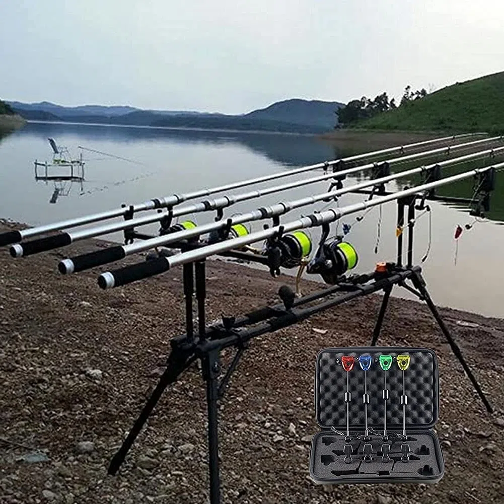 4Pcs Angeln Swinger Set Angeln Bissanzeiger LED Beleuchtete Swinger Karpfenangeln ZubehöR