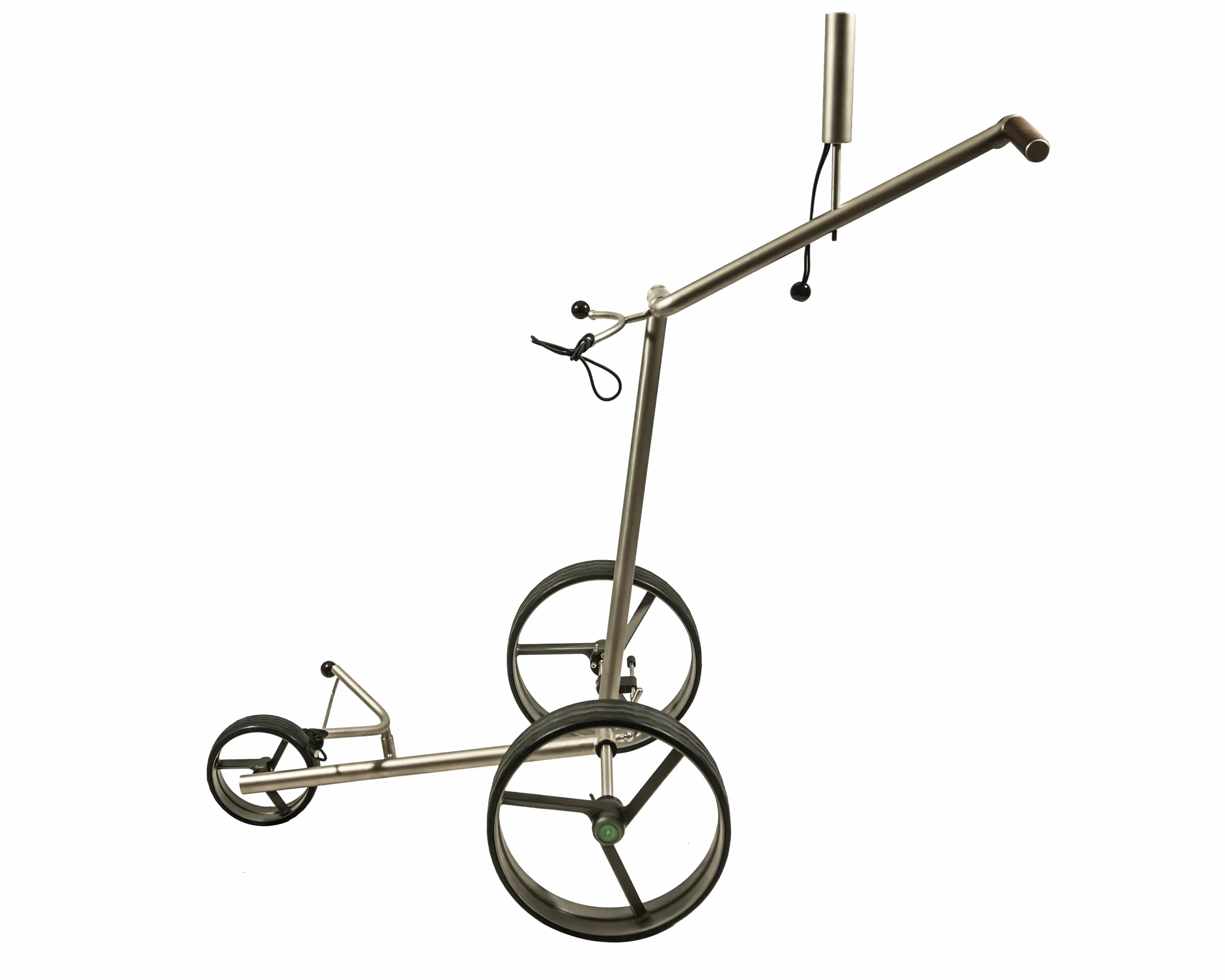 3 Rad Edelstahl Golftrolley Push Golf Trolley F3 Fasan schnell-klappbar schnell-zerlegbar und in Titan-Optik beschichtet, inkl. Transporttasche
