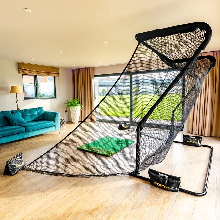 FORZA Professionelles Golfball-Rückholnetz - Automatische Ballrückgabe Golf Trainingshilfe mit Schwerlast Rahmen & 22mm Maschennetz