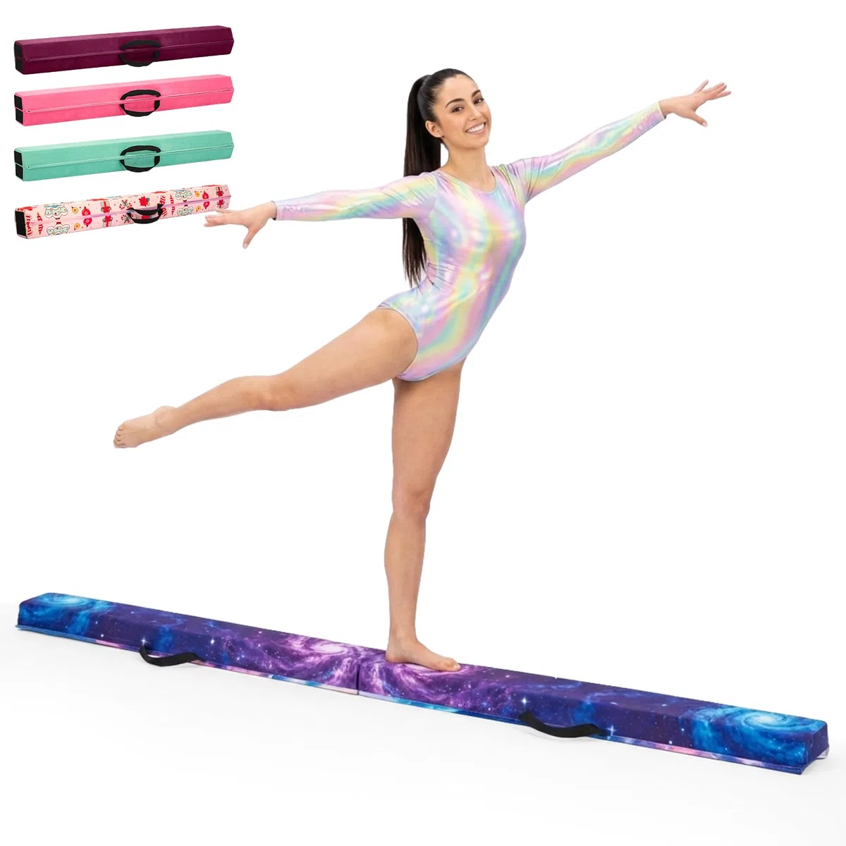 Faltbarer Gymnastik Schwebebalken 235 cm – Trainingsbalken mit Massivholz Kern & Schaumstoffpolsterung, Rutschfester Balance Beam Turnbalken, Wettkampfgerät Turnen