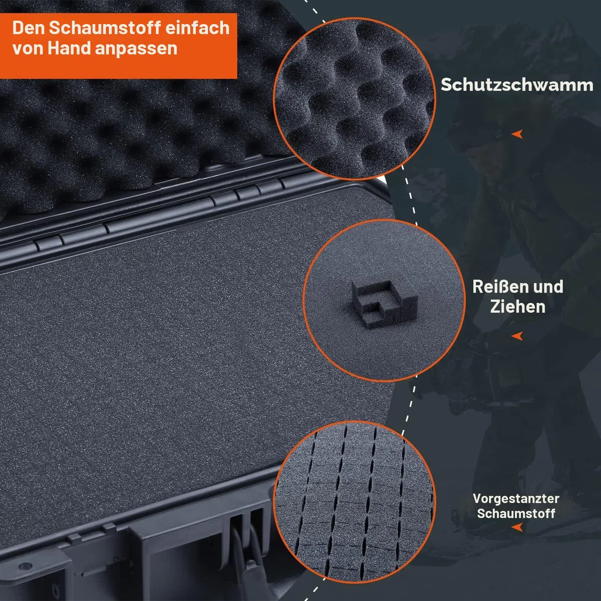 Lykus HC-3010 Wasserdicht Pistolenkoffer/Waffenkoffer mit anpassbar Rasterschaumstoff, Innengröße 30x20x12 cm, geeignet für Pistole, kleine Drohne, Camcorder, Actionkamera und andere