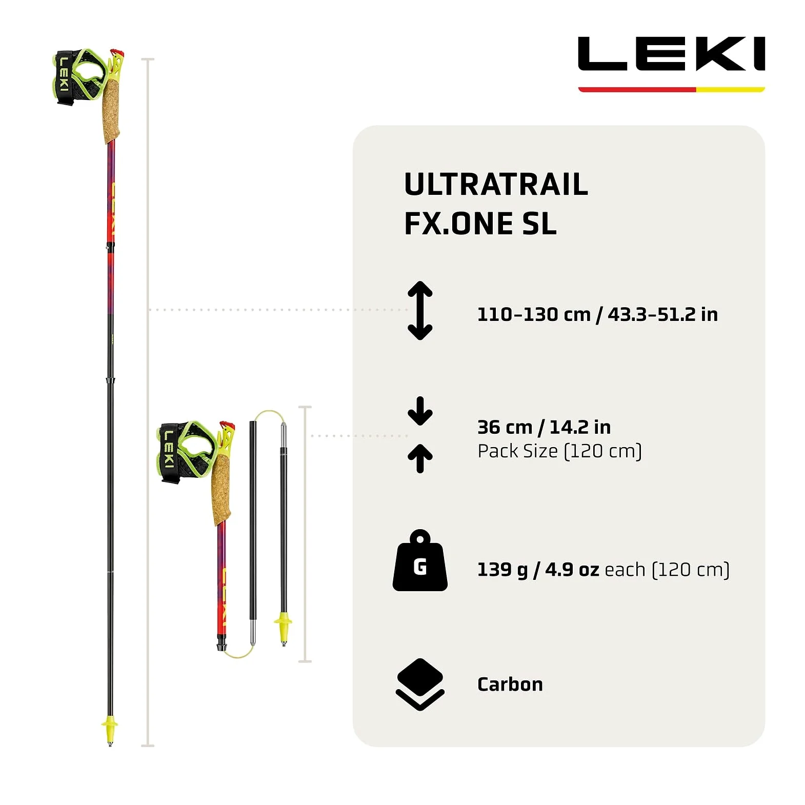 LEKI Ultratrail FX.One SL Unisex Wanderstock rot/lila rot