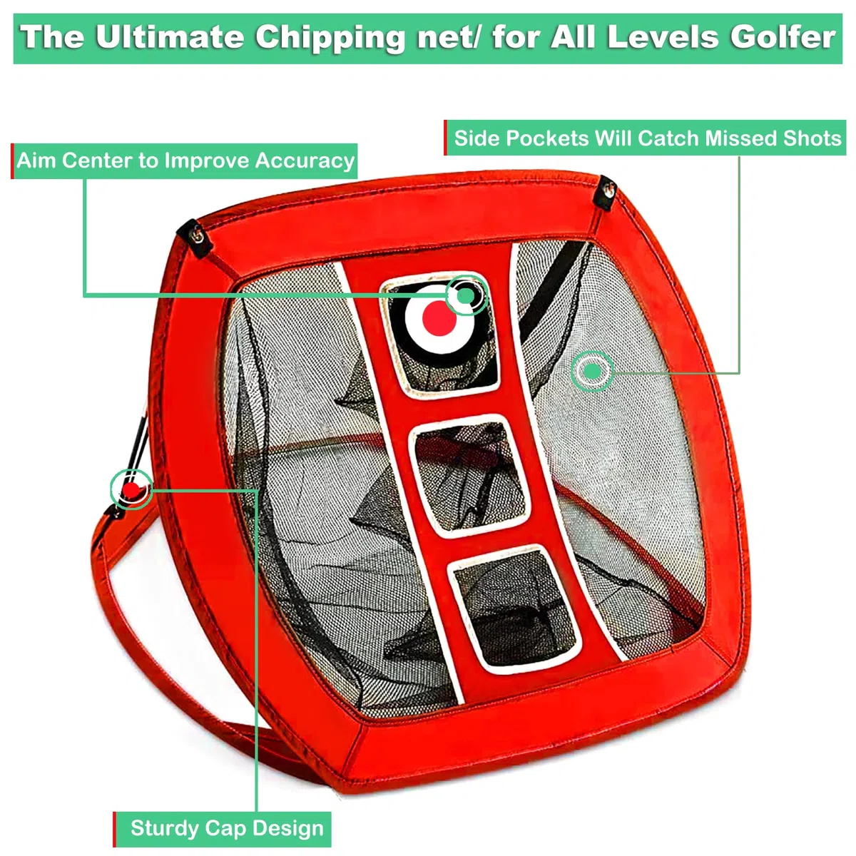 Chipping-Netz, Pop-Up-Golf-Übungsnetz Mit 2 Schlagmatten, 12 Übungsbällen und Tees - Zubehör für Hinterhof, Outdoor, Indoor