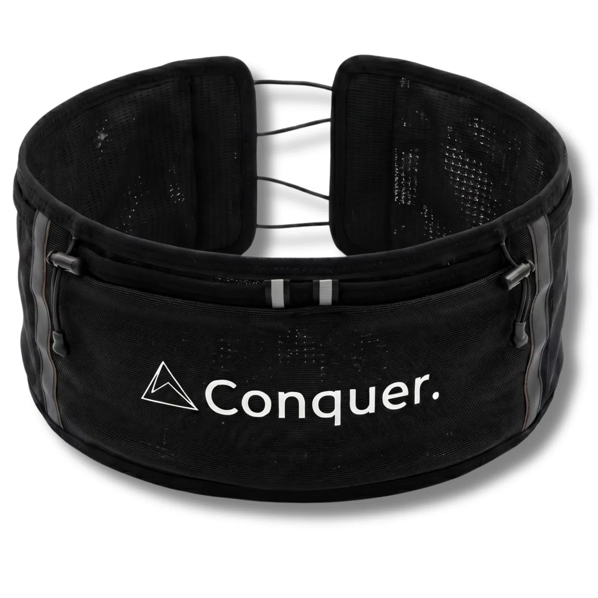 Conquer Laufgürtel Damen & Herren – Running Belt & Trinkgürtel Joggen mit Handy-Fach | Verstellbarer Laufgurt für Trinkflasche, ohne Schnalle – Kein Wackeln, kein Reinzwängen