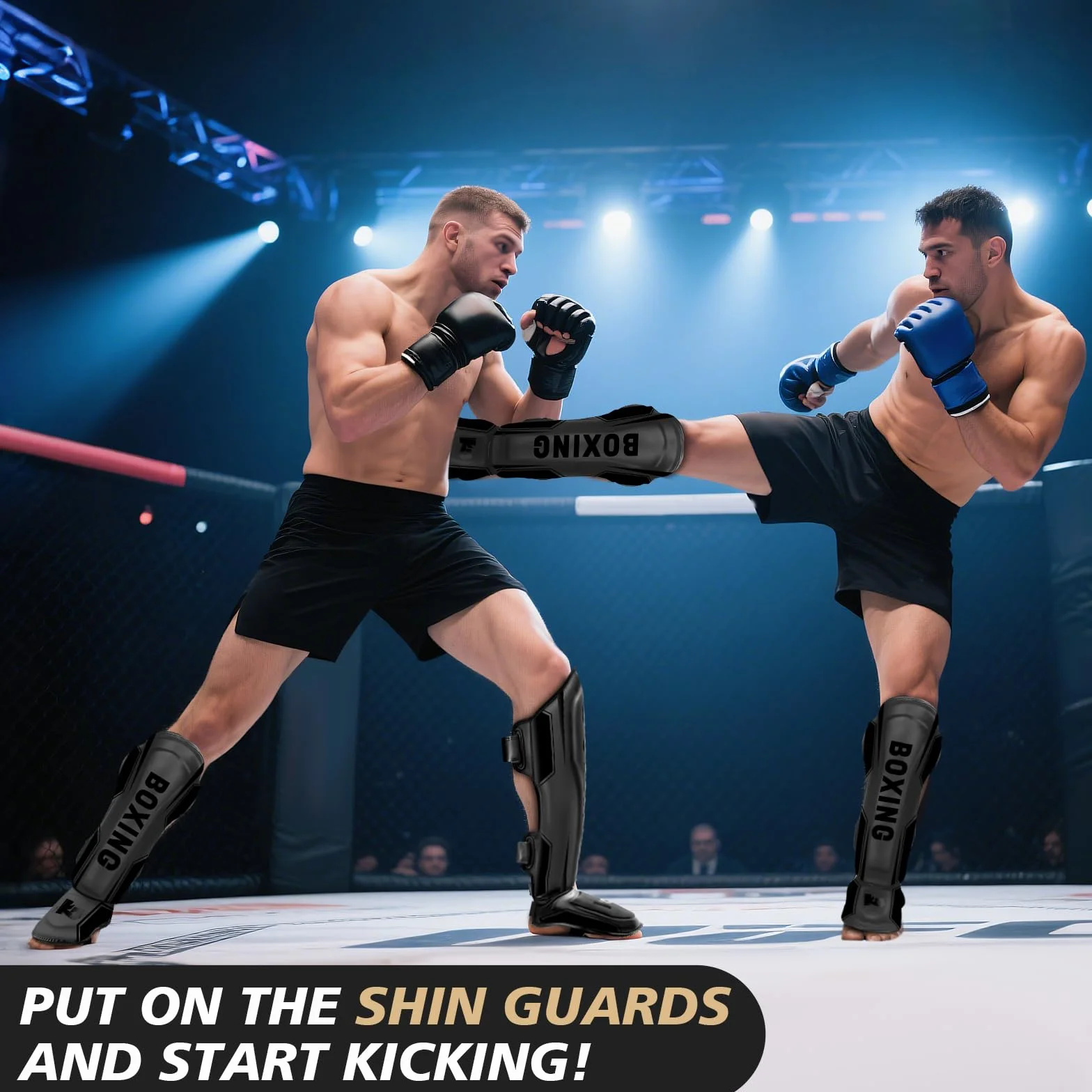 NZQXJXZ Schienbeinschoner Kickboxen, Muay Thai Schienbeinschoner für Männer, Frauen, Verstellbare Beinschützer mit Ristschutz, Kampfsport-Trainingsausrüstung für MMA Training und Sparring