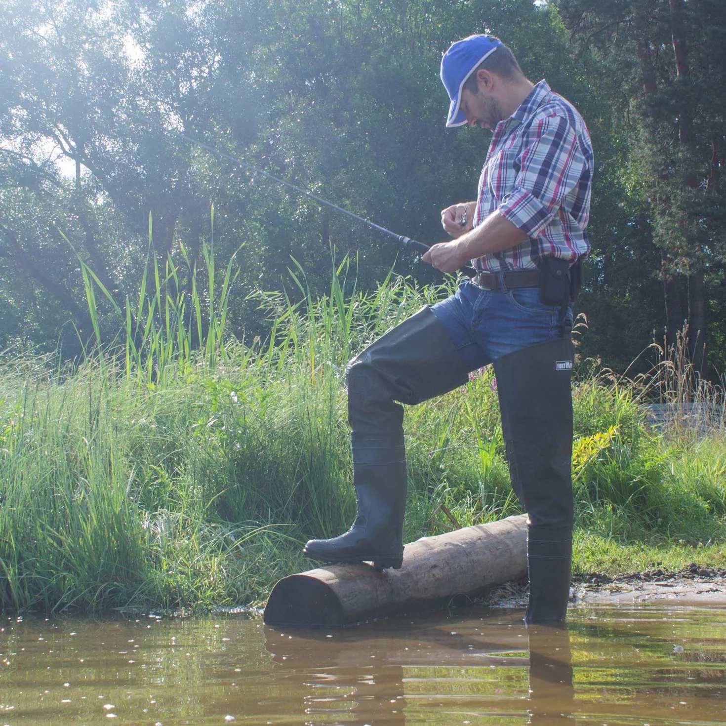 Watstiefel Herren Anglerhose mit Stiefel wasserdichte Wathose Größe Gr. 38-47 Lange Watthosen Gummistiefel Fishing Boots Angel