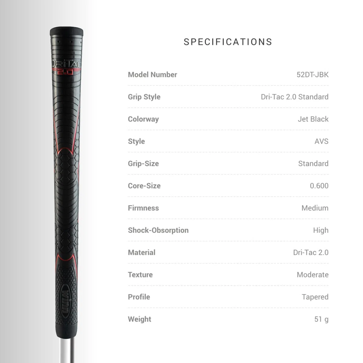 Winn Grips Dri-Tac 2.0 series Advance Polymer Technology, 8 Piece Golf Grip Bundle With 4 Sizes