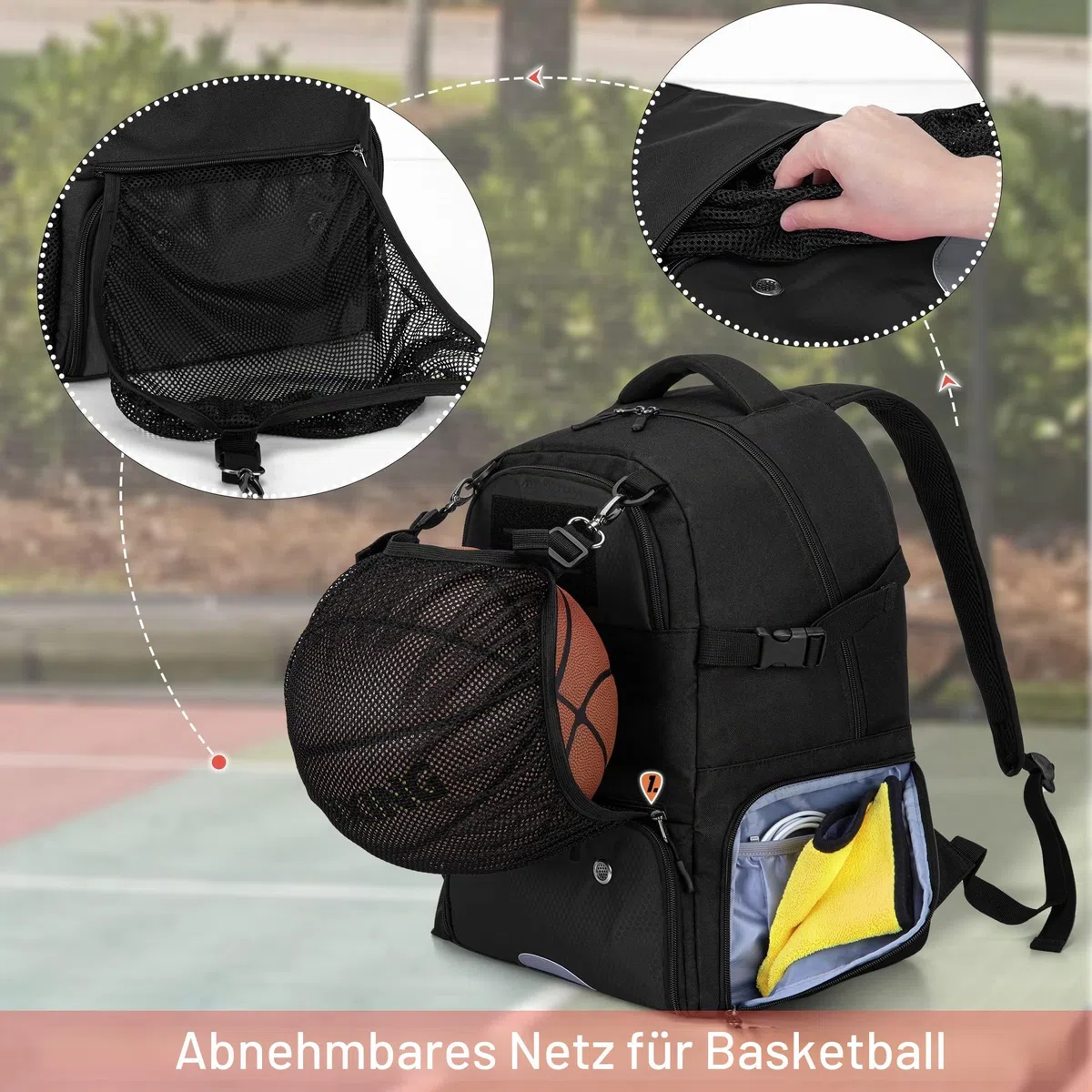 DSLEAF Basketball-Rucksack für Kinder, Basketballtasche mit separatem belüftetem Schuhfach für Basketball, Fußball, Volleyball und Fußball