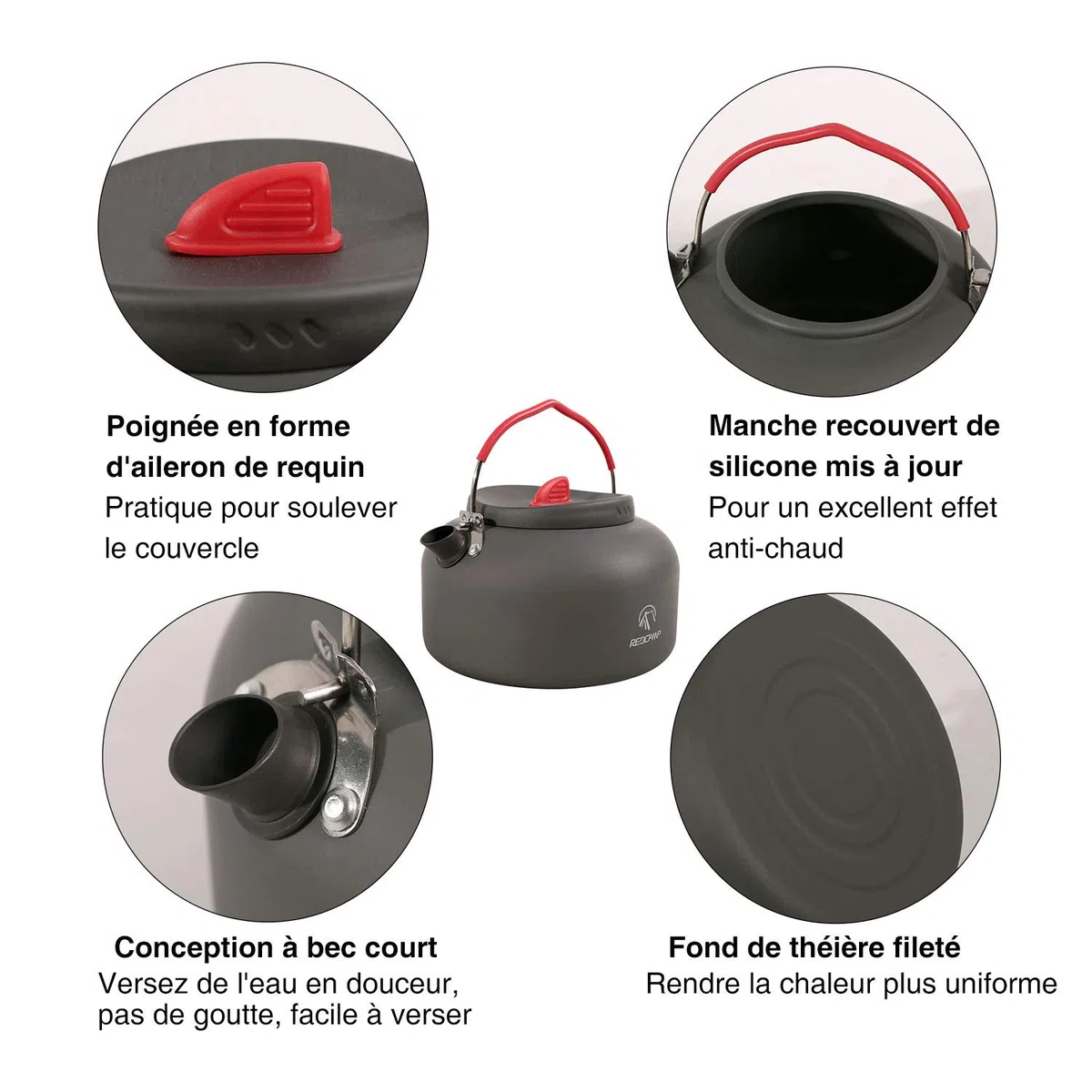 REDCAMP 1.4L Small Camping Kettle, Folding Water Pot with Carrying Bag, Compact Lightweight Tea Kettle for Outdoor Cooking Backpacking Picnic Fishing Boiling