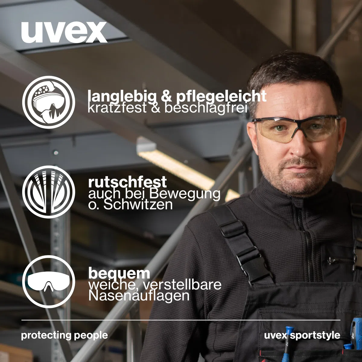 Uvex sportstyle variomatic Bügelbrille - selbsttönende Scheibe - UV400 - Schwarz/Anthrazit