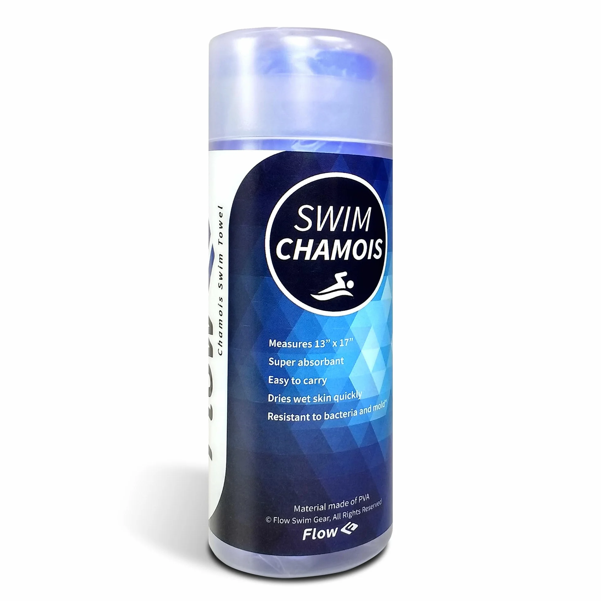 Flow Swim Chamois – schnell trocknendes Handtuch für Schwimmen, Tauchen, Triathlon und andere Wassersportarten, Blau