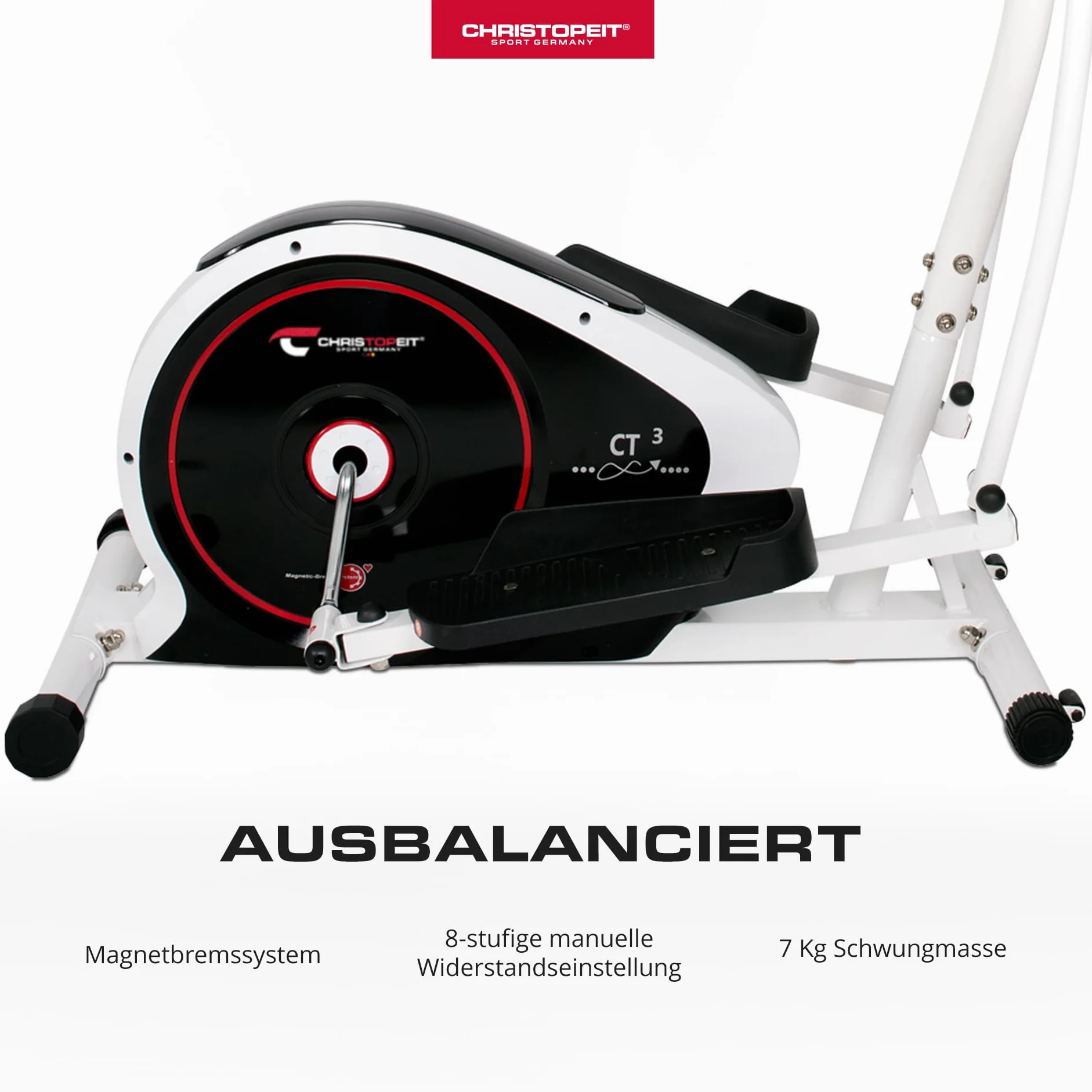 Christopeit Crosstrainer – 2-in-1 Cross- & Heimtrainer mit 7 kg Magnet-Bremse & 8 Widerstandsstufen – Leises Training, LCD-Display, Puls-Sensoren & Tablet-Halterung – Gelenkschonend
