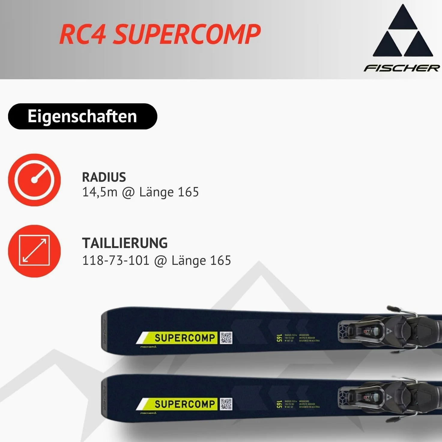 Ski Alpinski Pistenski - Fischer RC4 Supercomp - On Piste Rocker - inkl. Bindung RS10 GW SLR Z3-10 - für fortgeschrittene und Gute Fahrer - Carvingski für präparierte Piste