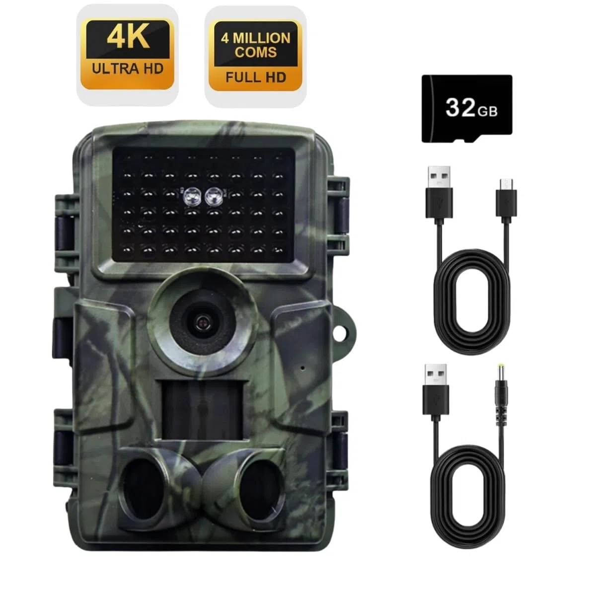 Wildkamera, 60 MP 4K Video Wildkamera mit 2.0" LCD-Bildschirm, mit Bewegungsmelder Nachtsicht bis 120°, 100° Erfassungswinkel, IP66