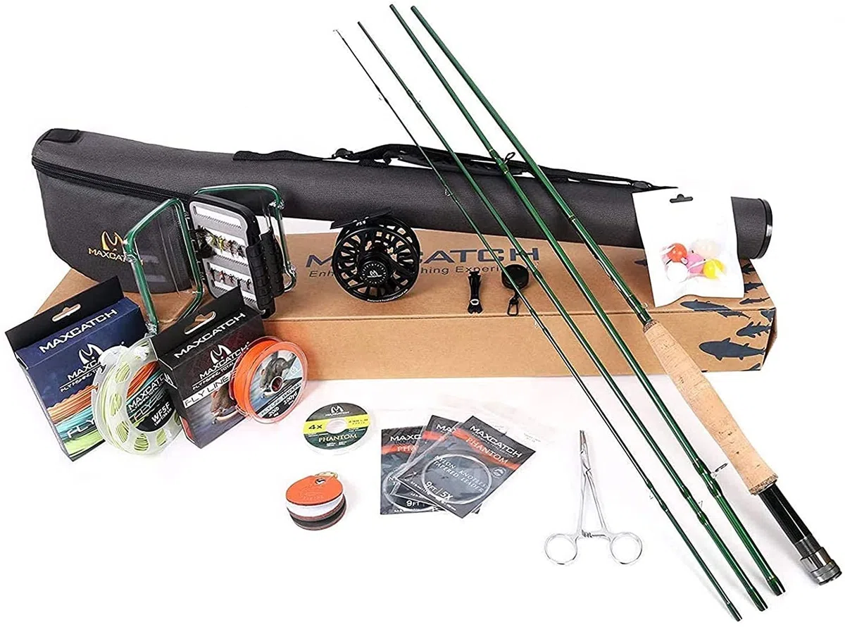 MAXIMUMCATCH Premier Fliegenrute und Avid Rolle Combo komplete 9' Fliegenfischen Outfit mit Angelausrüstung