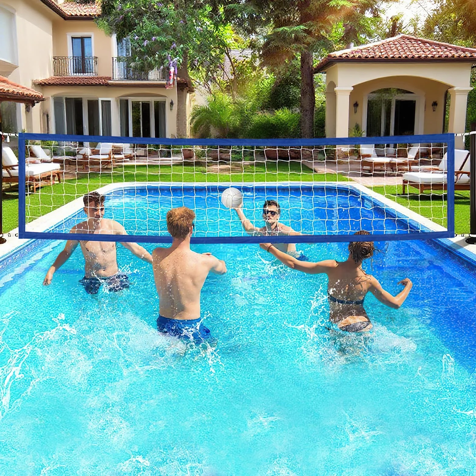 Pool-Volleyballnetz 457 x 91 cm – Verstellbar & Wasserdicht, Tragbares Ersatznetz aus strapazierfähigem Polyethylen (PE) für Wasserspiele, Garten, Strand & Outdoor-Aktivitäten