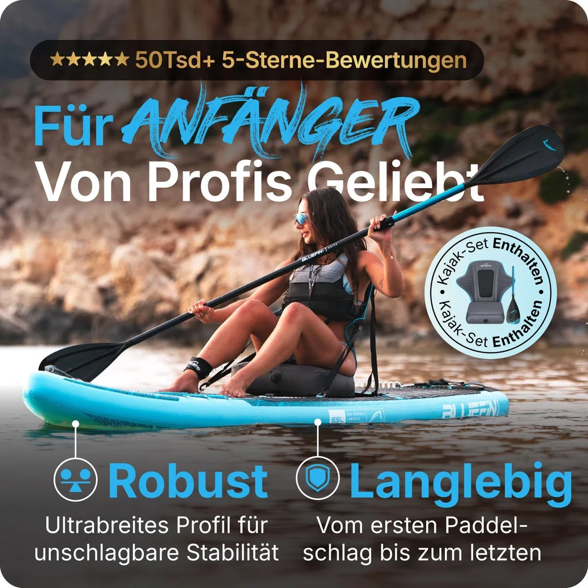 Bluefin Cruise 10'8 aufblasbares Paddleboard | Premium-SUP-Paket & Zubehör | Rutschfestes Deckpad & leicht | 6' Dickes Allround-SUP-Paddleboard | Stand-up-Board für Erwachsene & Jugendliche