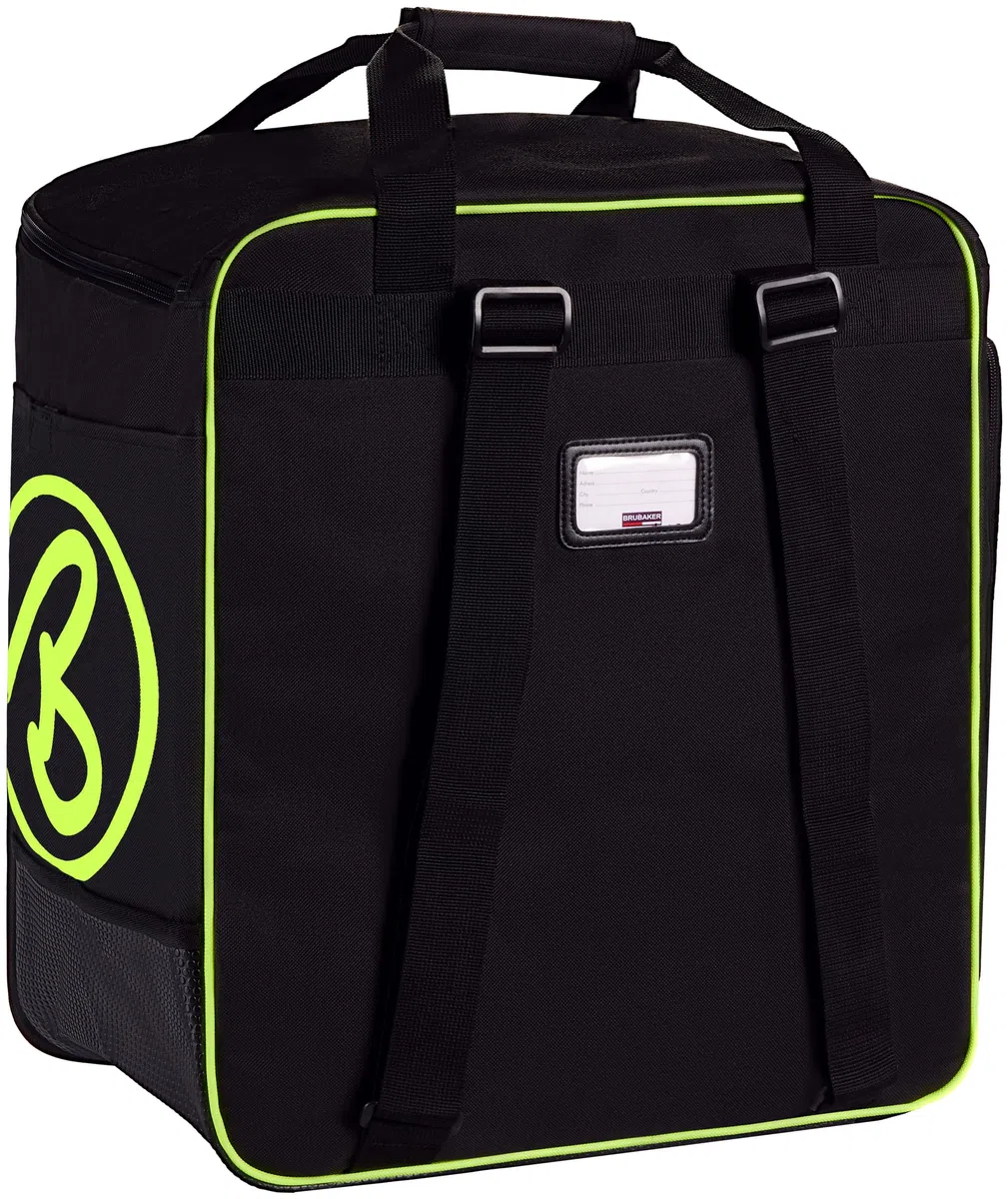 BRUBAKER Super Champion Skischuhtasche Helmtasche Rucksack mit Schuhfach - Schwarz/Neon Gelb