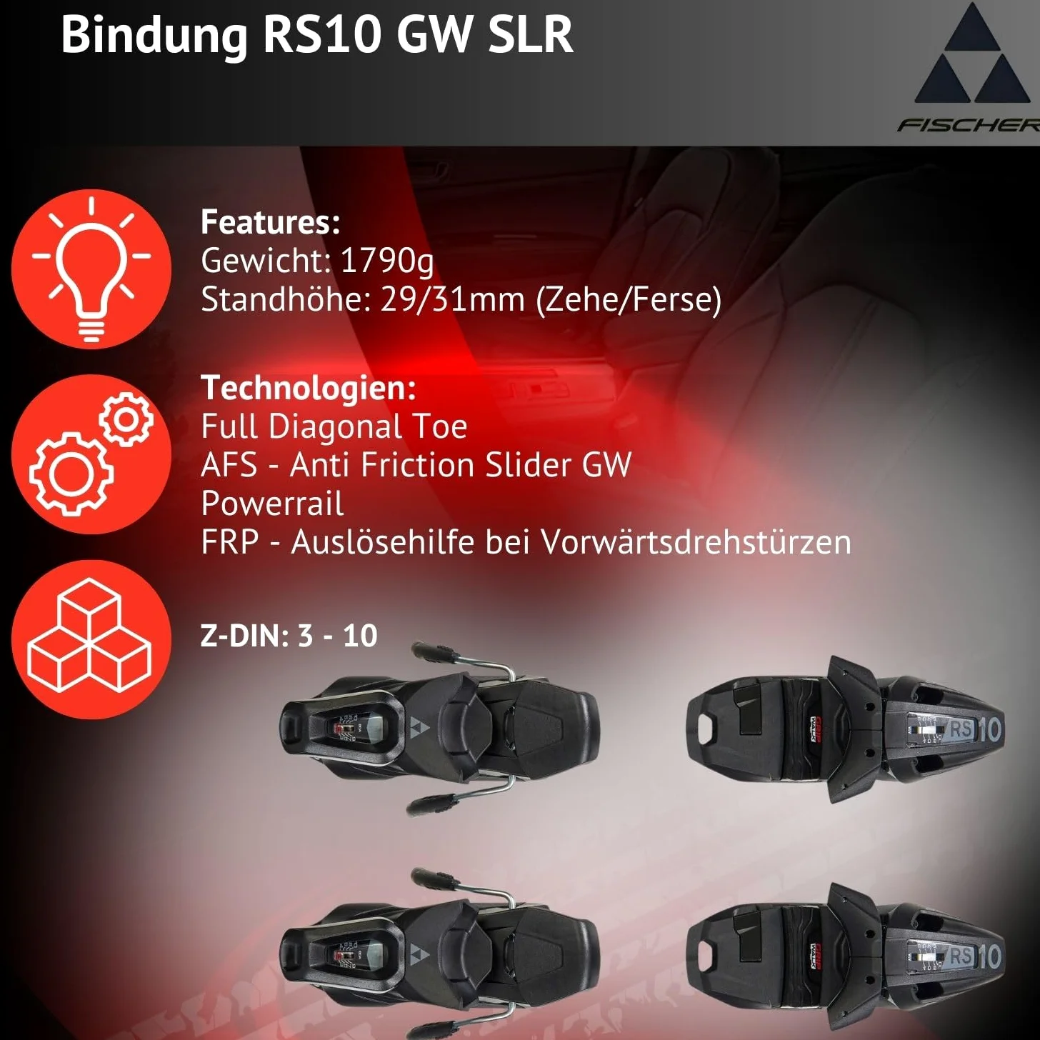 Ski Alpinski Pistenski - Fischer RC4 Supercomp - On Piste Rocker - inkl. Bindung RS10 GW SLR Z3-10 - für fortgeschrittene und Gute Fahrer - Carvingski für präparierte Piste