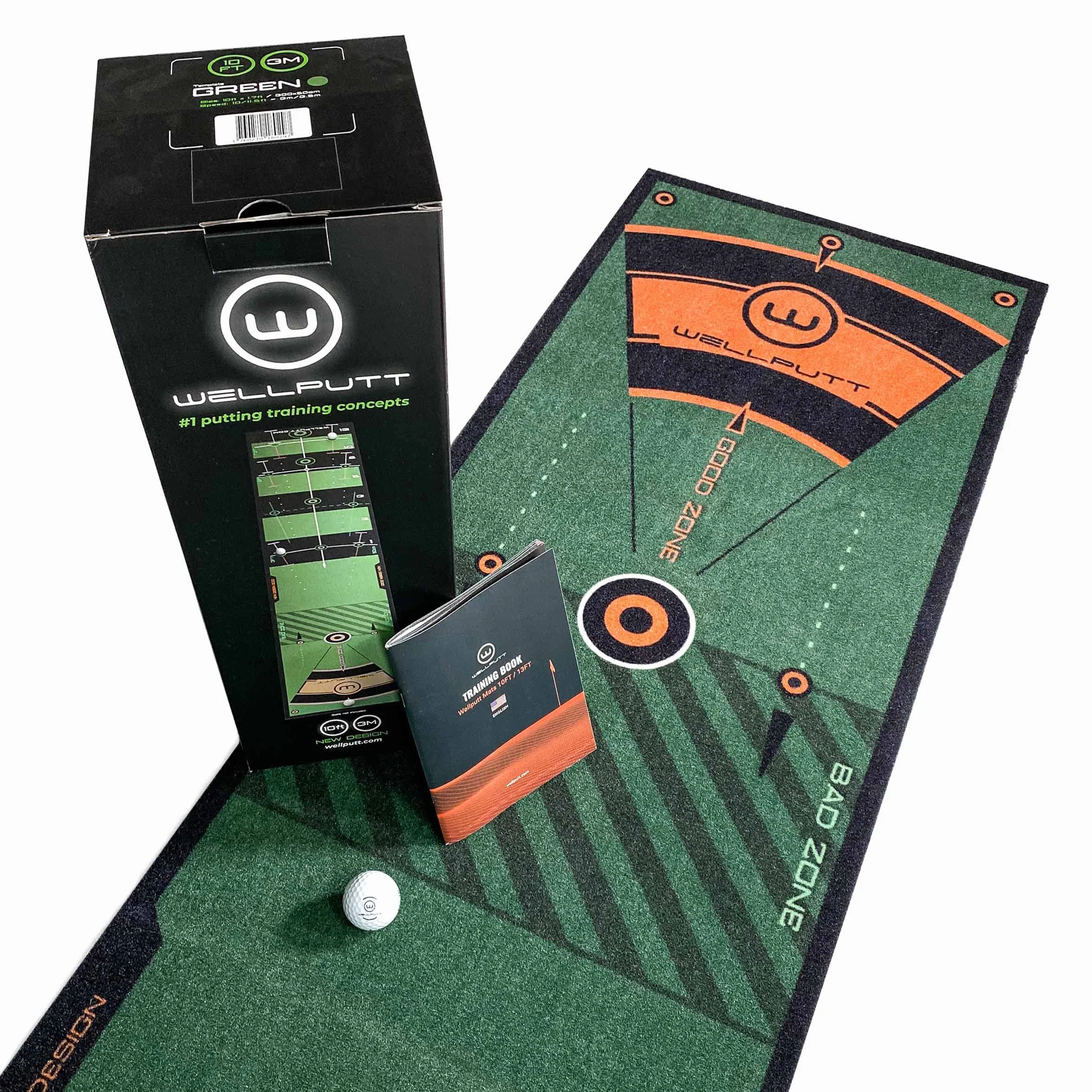 WELLPUTT - Puttingmatte Golftraining - 3m grün