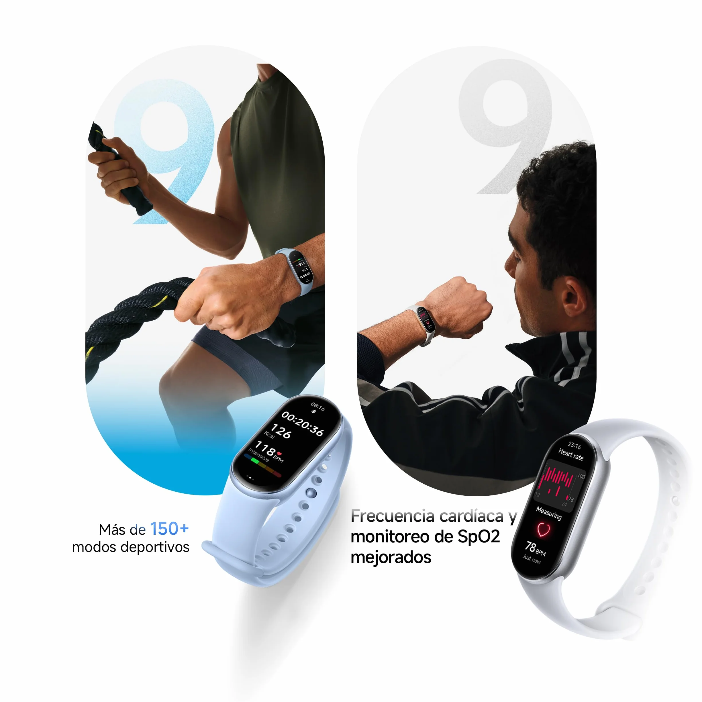 XIAOMI Smart Band 9 Fitness Tracker, AMOLED Display with 1200 Nits, Sp02 Tracking, Sleep and Heart Rate Monitor, Notifications, 5ATM Waterproof, Mi Fitness App, Arctic Blue