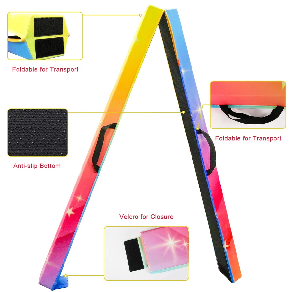 Schwebebalken für Zuhause, 270cm Balken Turnen Klappbar Tragbar für Kinder Erwachsene, Gymnastik Balken Balance Beam mit Rutschfester Gummiboden für Professionelle Turner oder Anfänger