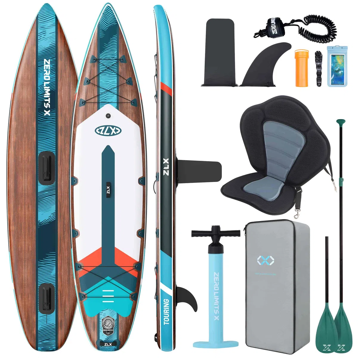 ZLX Stand Up Paddling Board 350x83cm, anfängerfreundliches SUP Board mit Abnehmbarer Mittelfinne für Stabilität oder Geschwindigkeit, Touren Stand Up Paddle für alle Könnerstufen, 200kg Tragkraft