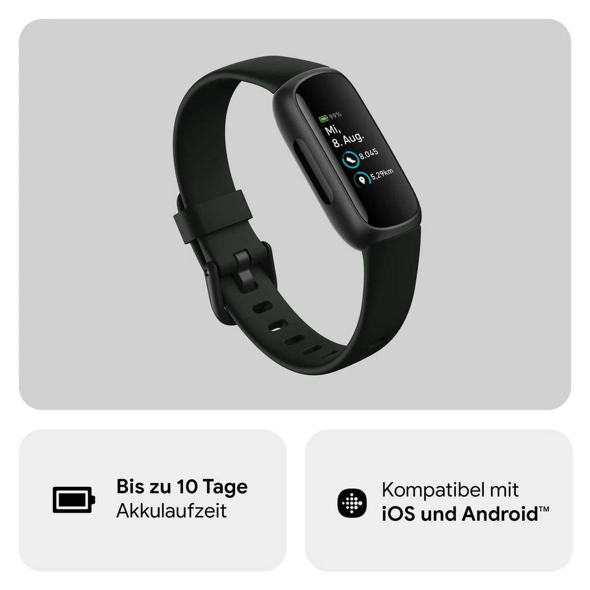 Google Fitbit Inspire 3 – Gesundheits- & Fitness-Tracker Damen / Herren - Herzfrequenzmessung, Stressmanagement, Schlafanalyse & bis zu 10 Tage Akkulaufzeit – Fitnessuhr kompatibel mit Android/iOS