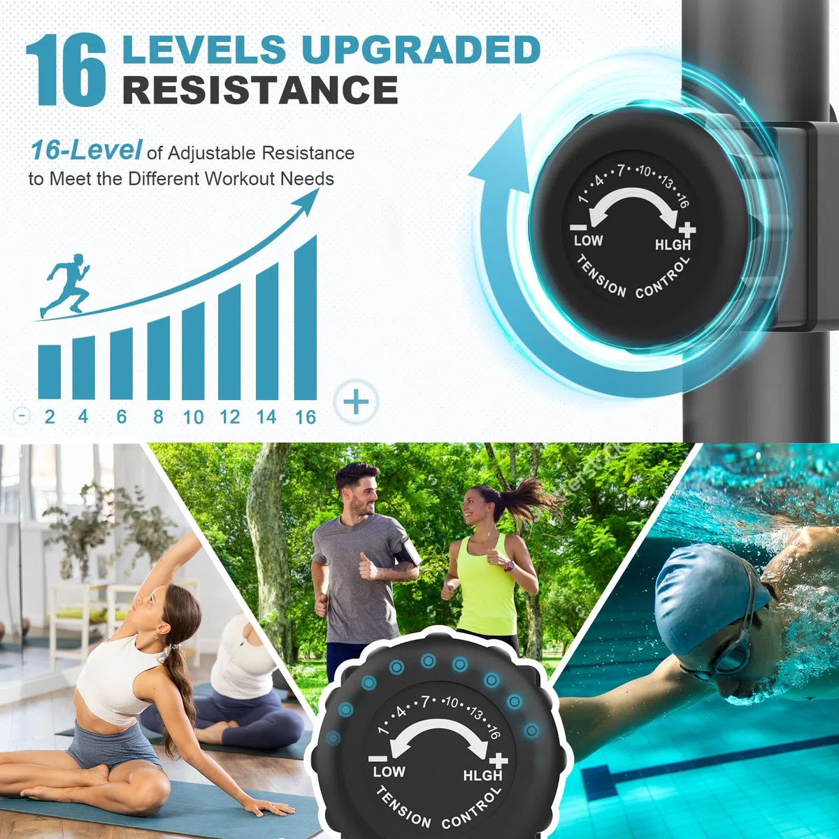 Crosstrainer für Zuhause,3-in-1 Magnetisch Ellipsentrainer mit 16 stufiger Widerstand,LCD Monitor, Wasserflaschen-und Gerätehalter, 6KG Schwungrad,Belastbar Bis 287LBS