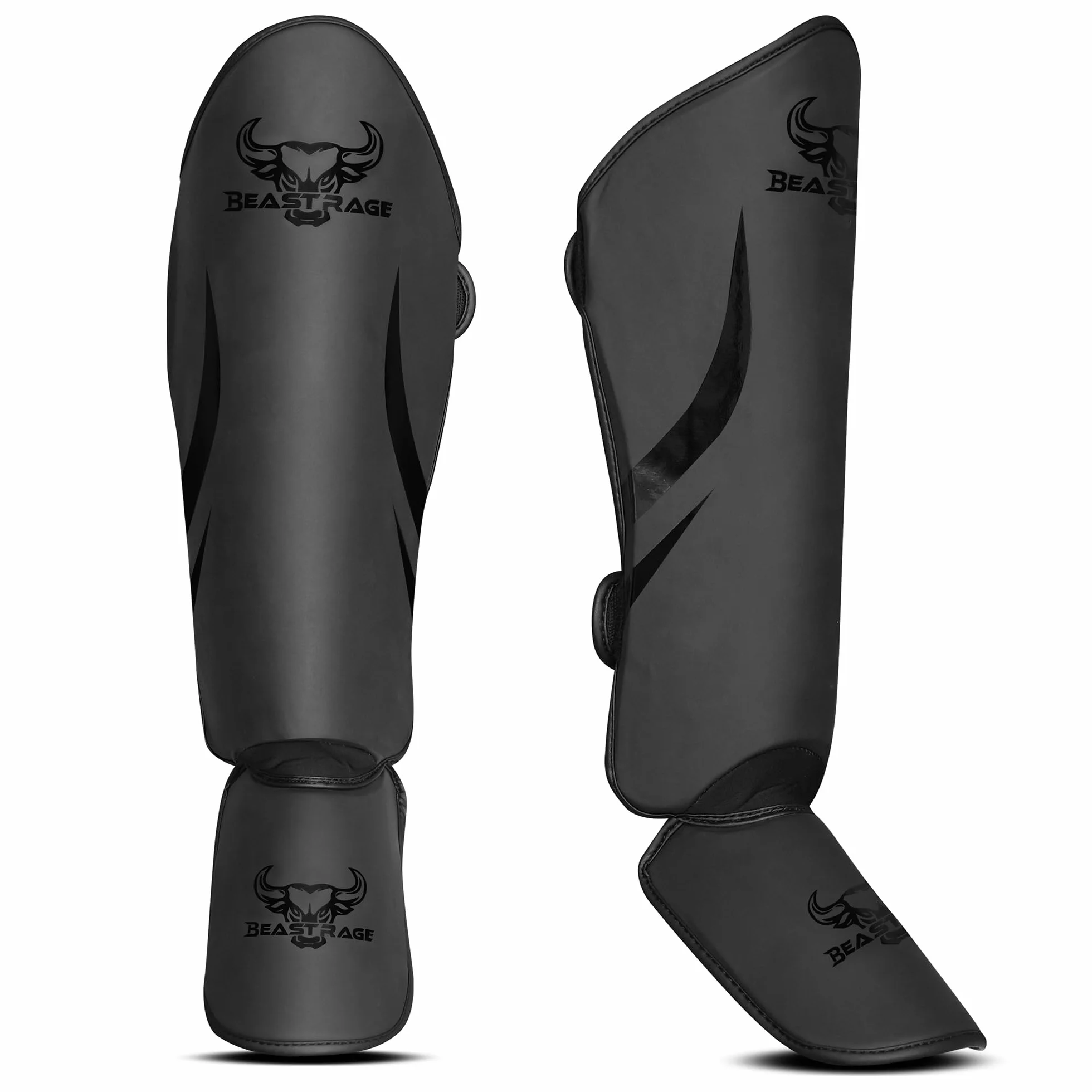 BEAST RAGE Schienbeinschoner für Kickboxen Muay Thai, Martial Arts Schienbeinschoner, Beinschutz mit Ristschutz Schienbeinschoner,Karate,Boxing,MMA Training Gear,Sparring,BJJ,TKD