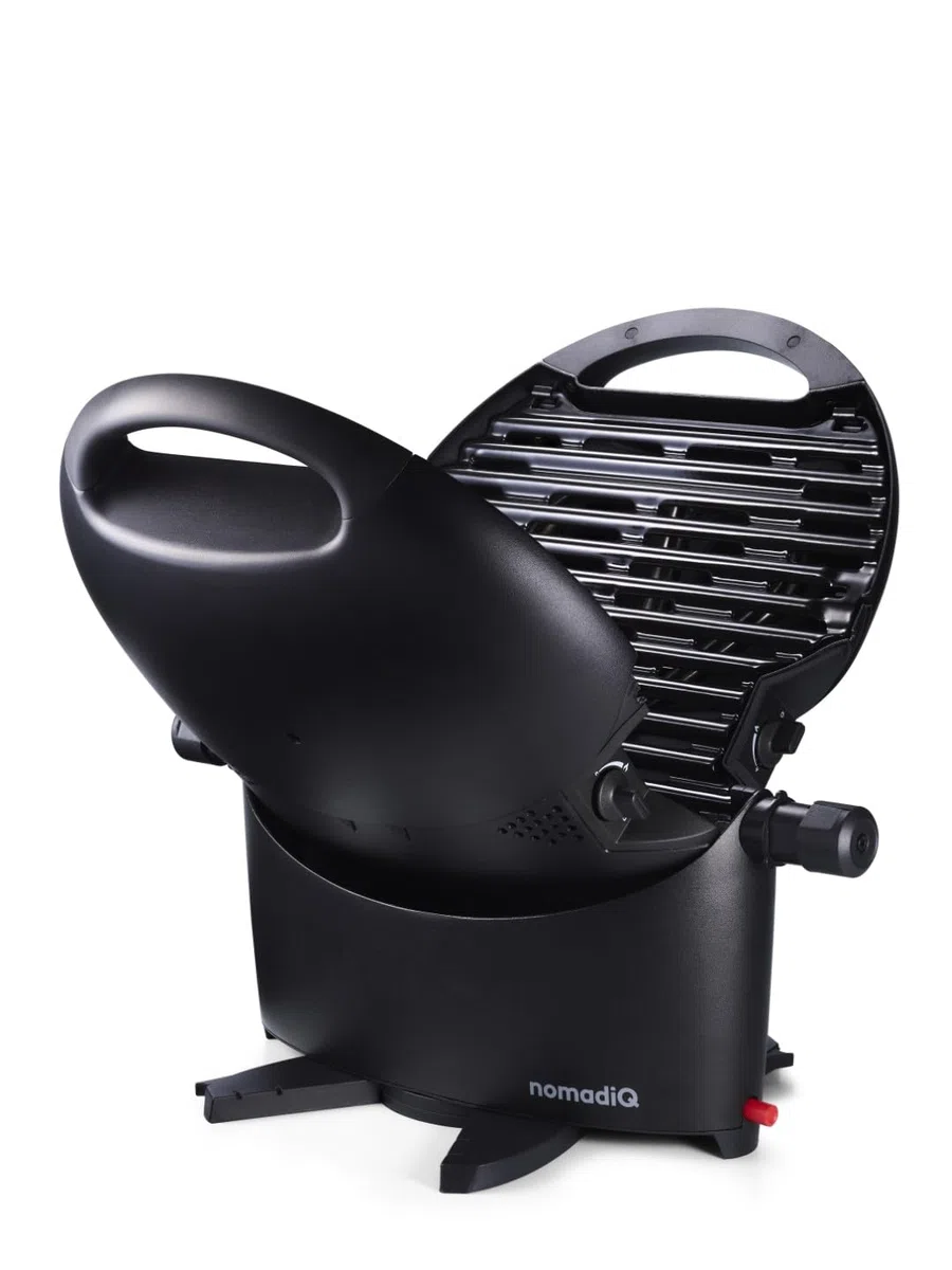 NOMADIQ BBQ Camping | Tischgrill | Compact | 2 Brenner | gasgrill camping | gasgrill balkon Wohnmobil | grillplatte, portable, outdoor, barbecue, outdoor kocher