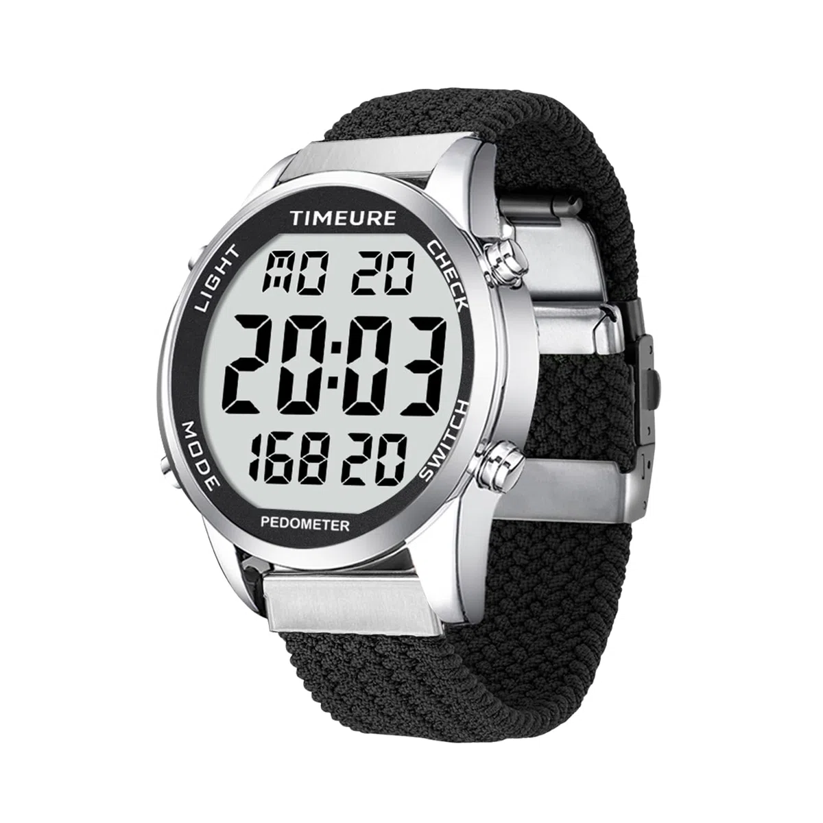 TIMEURE Schrittzähler Uhr für Männer | Modisches Design | Wasserdichter Armbanduhr mit Großer Digitalanzeige | Einfacher & Genauer Schrittzähler Funktion
