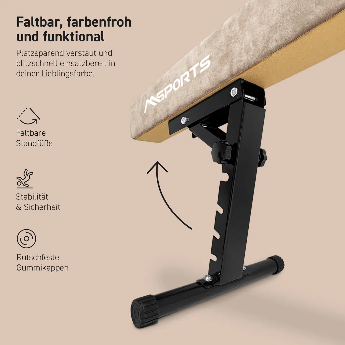 MSPORTS Schwebebalken Premium höhenverstellbar – 245 cm Balance Beam für Kinder & Erwachsene – 5-stufig höhenverstellbar (18–56 cm) – Turnbalken für Zuhause oder Verein – 5 Farben