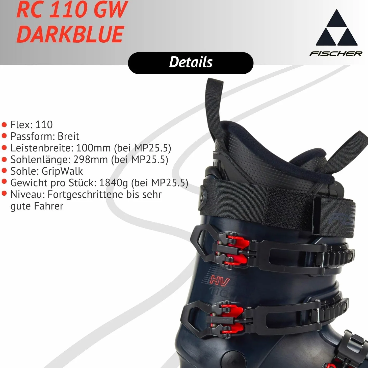 Fischer Skischuhe Skistiefel Alpinskischuhe Alpin-Skistiefel Alpinstiefel RC One 11.0 - Flex 110 - Modell 2024 - On Piste Allmountain - für fortgeschrittene bis Gute Fahrer