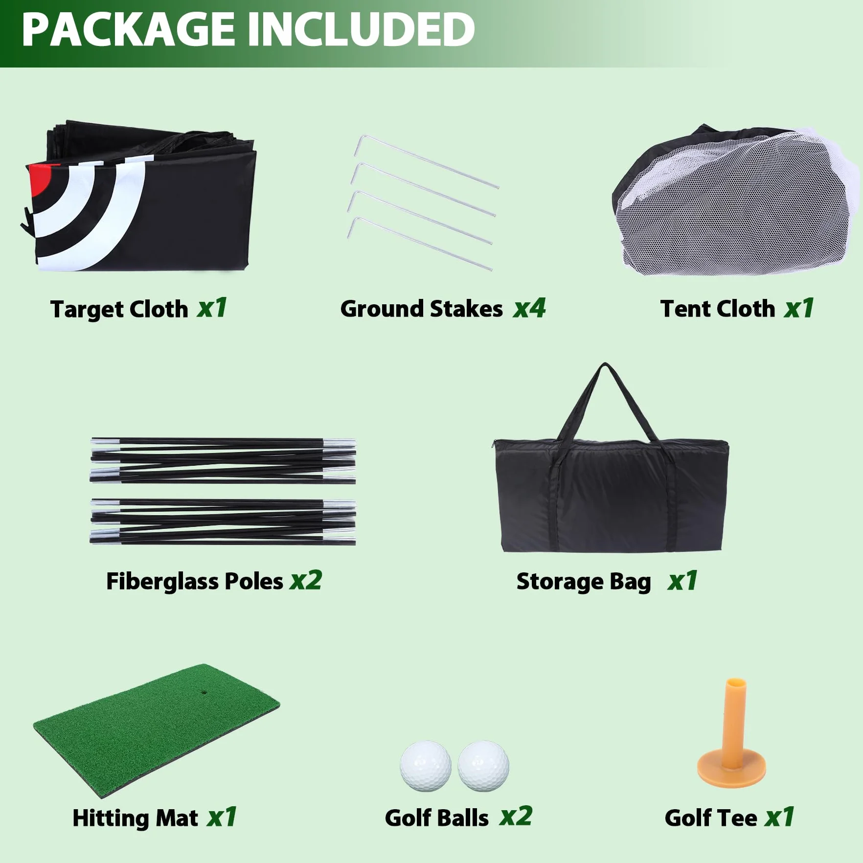 REDCAMP 10x7ft Golf Training Net mit Schlagmatte für Indoor Outdoor Hinterhof, beinhaltet tragbare Tragetasche,10 Bälle, 7 Tees, Verbesserung des Trainings All-in-1 Golf Übungsnetz